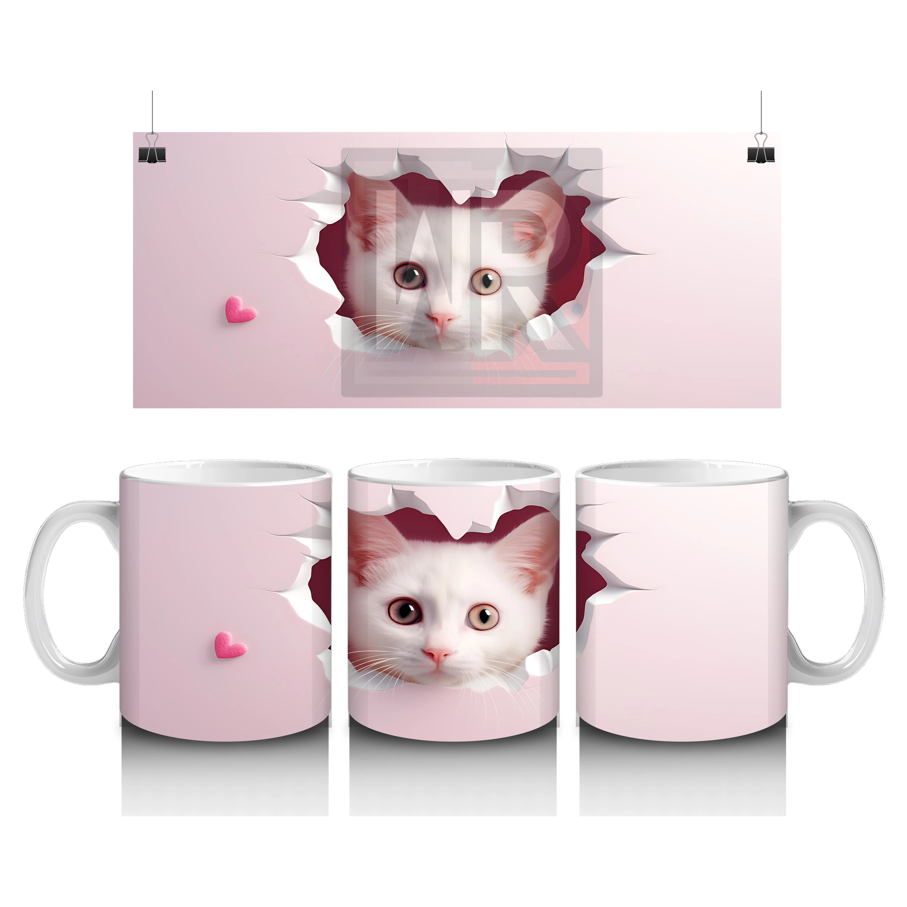 Pembe%20Kalplerle%20Süslenmiş%20Sevimli%20Kedi%20–%20Baskılı%20Kahve%20Kupası