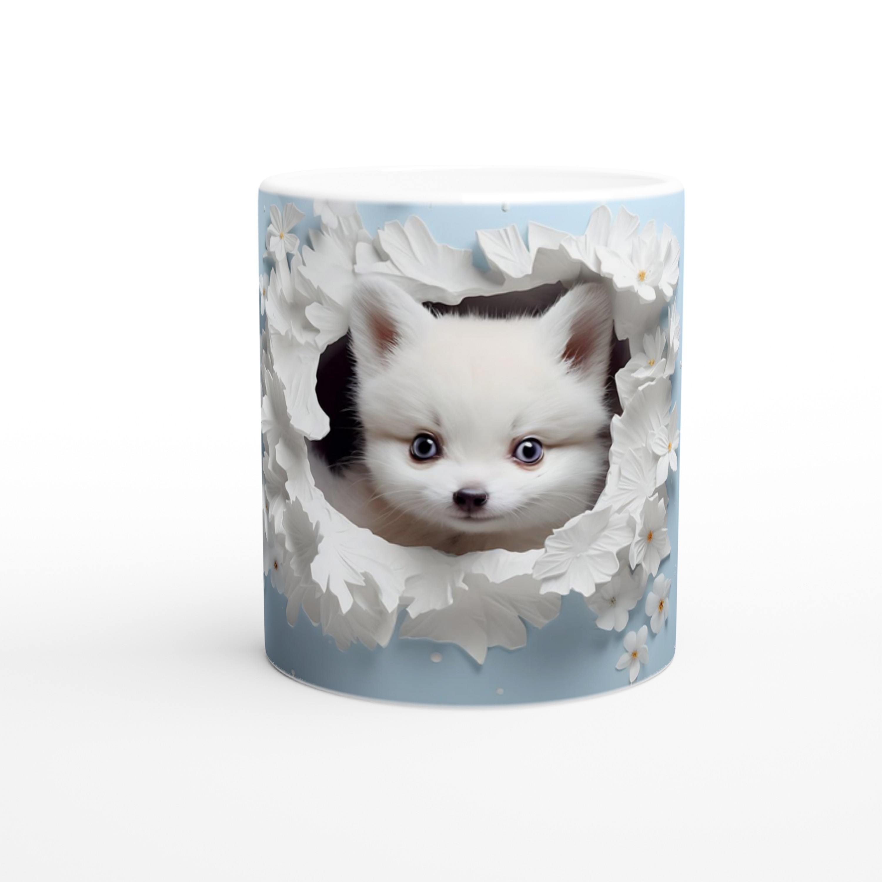 Çiçeklerle%20Çevrili%20Masum%20Pomeranian%20Temalı%20Baskılı%20Kupa%20Bardak