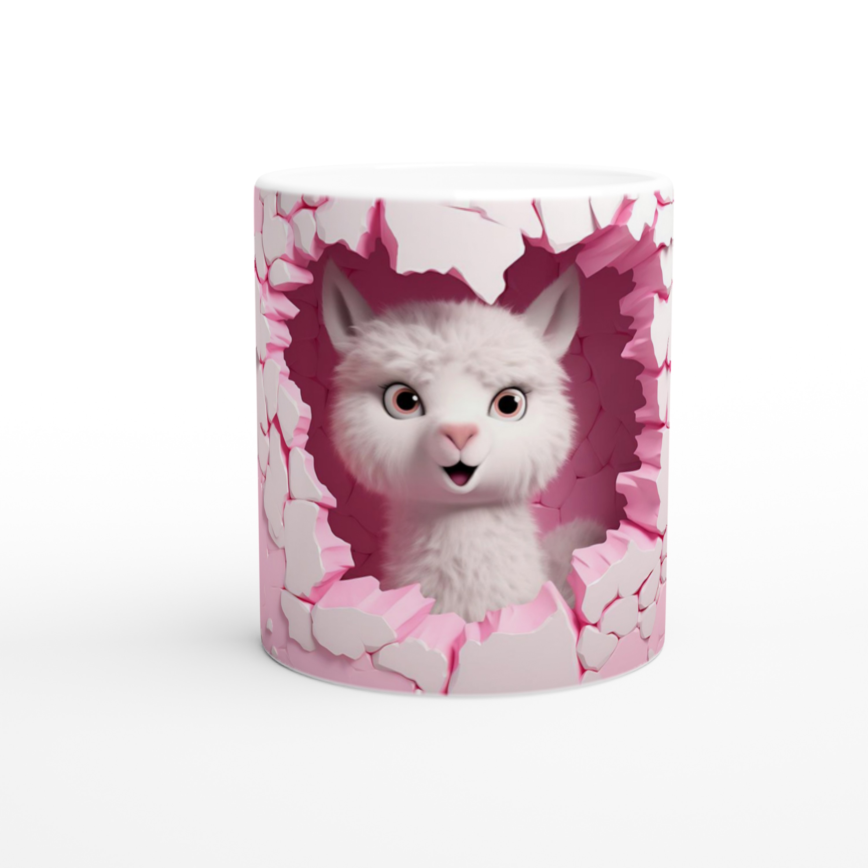Pembe%20Duvarı%20Yırtan%20Sevimli%20Lama%20Temalı%20Baskılı%20Kupa%20Bardak