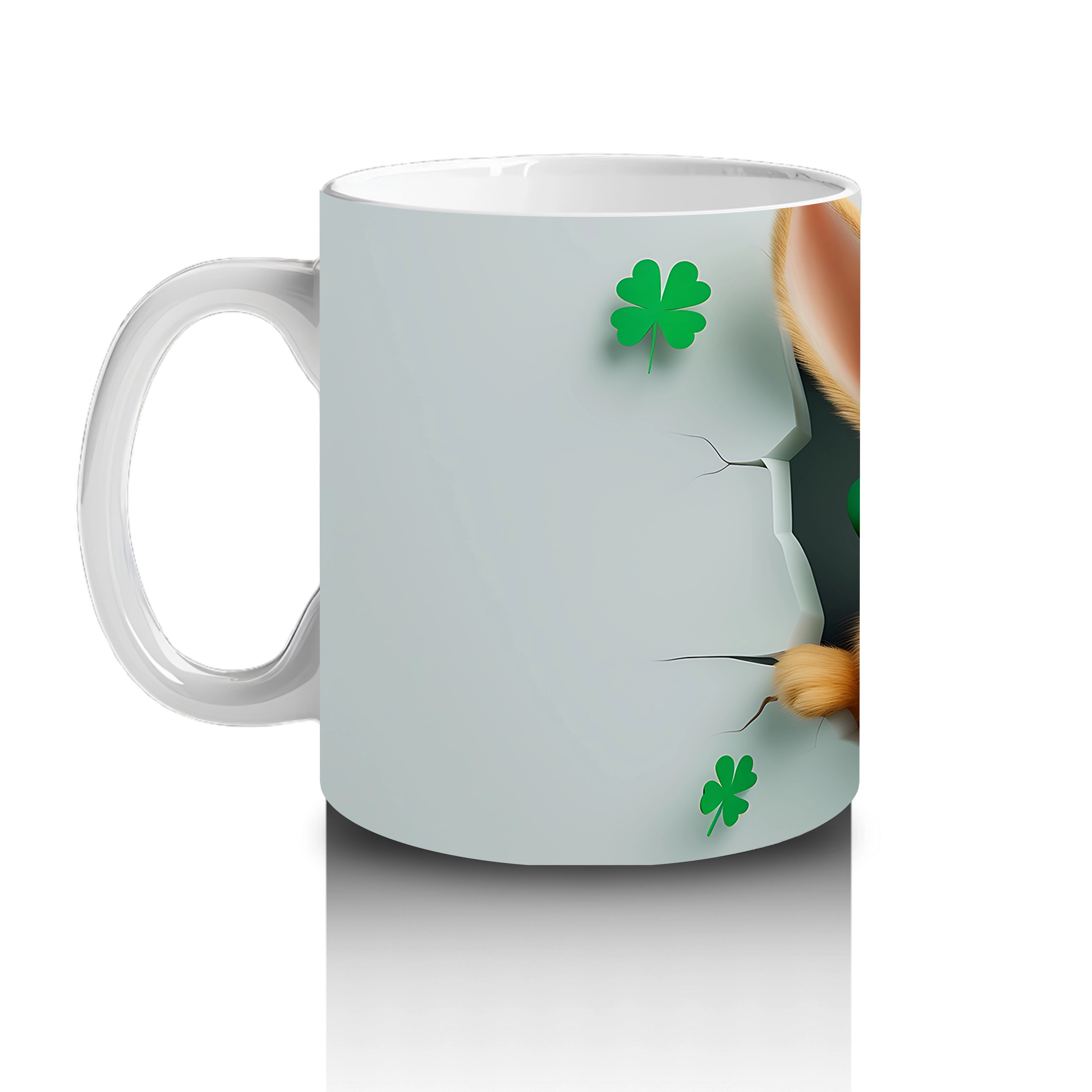 Leprechaun%20Şapkalı%20Sevimli%20Tavşan%20Figürü%20-%20Baskılı%20kahve%20kupası