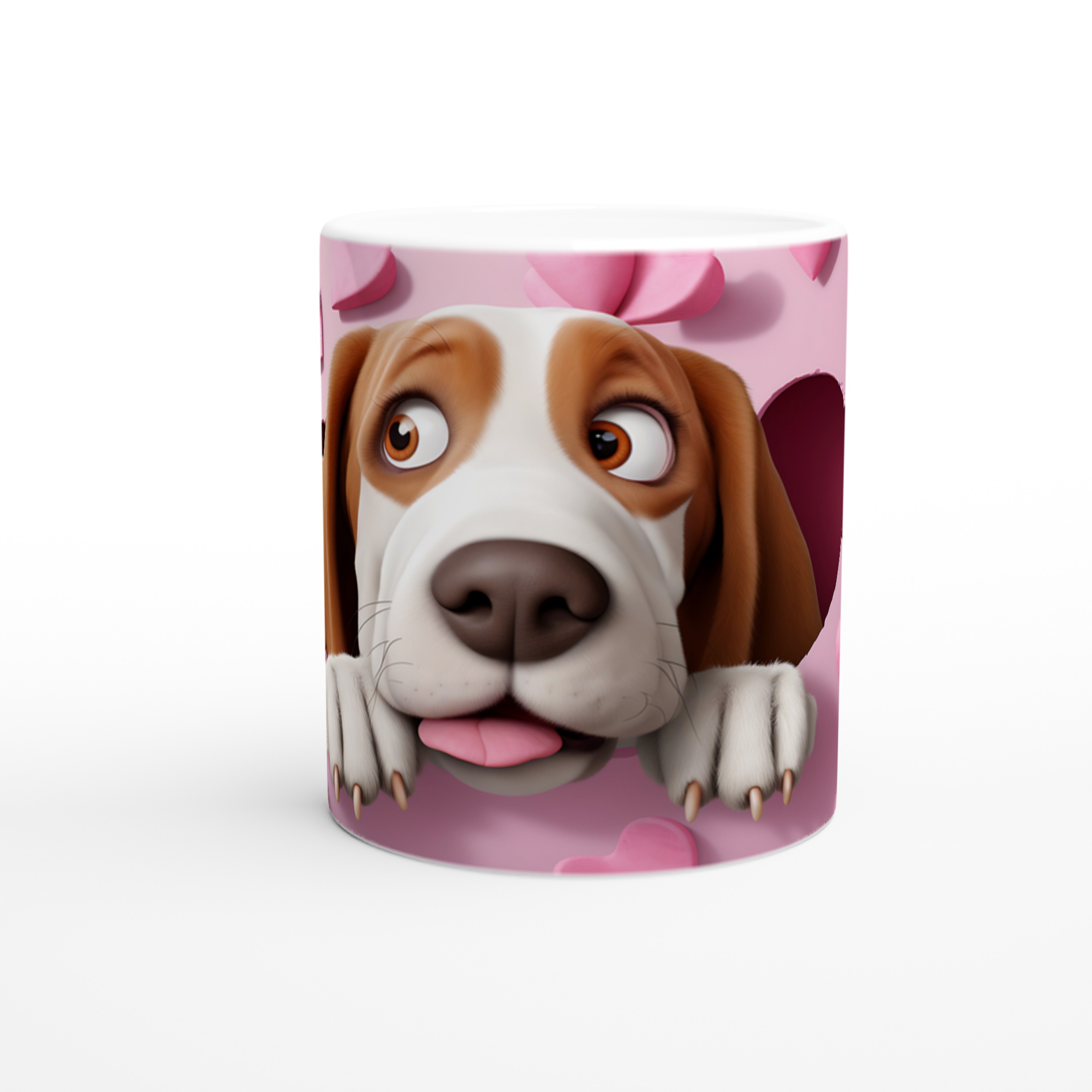 Kalpli%20Pembe%20Duvardan%20Bakan%20Basset%20Hound%20Temalı%20Baskılı%20Kupa%20Bardak