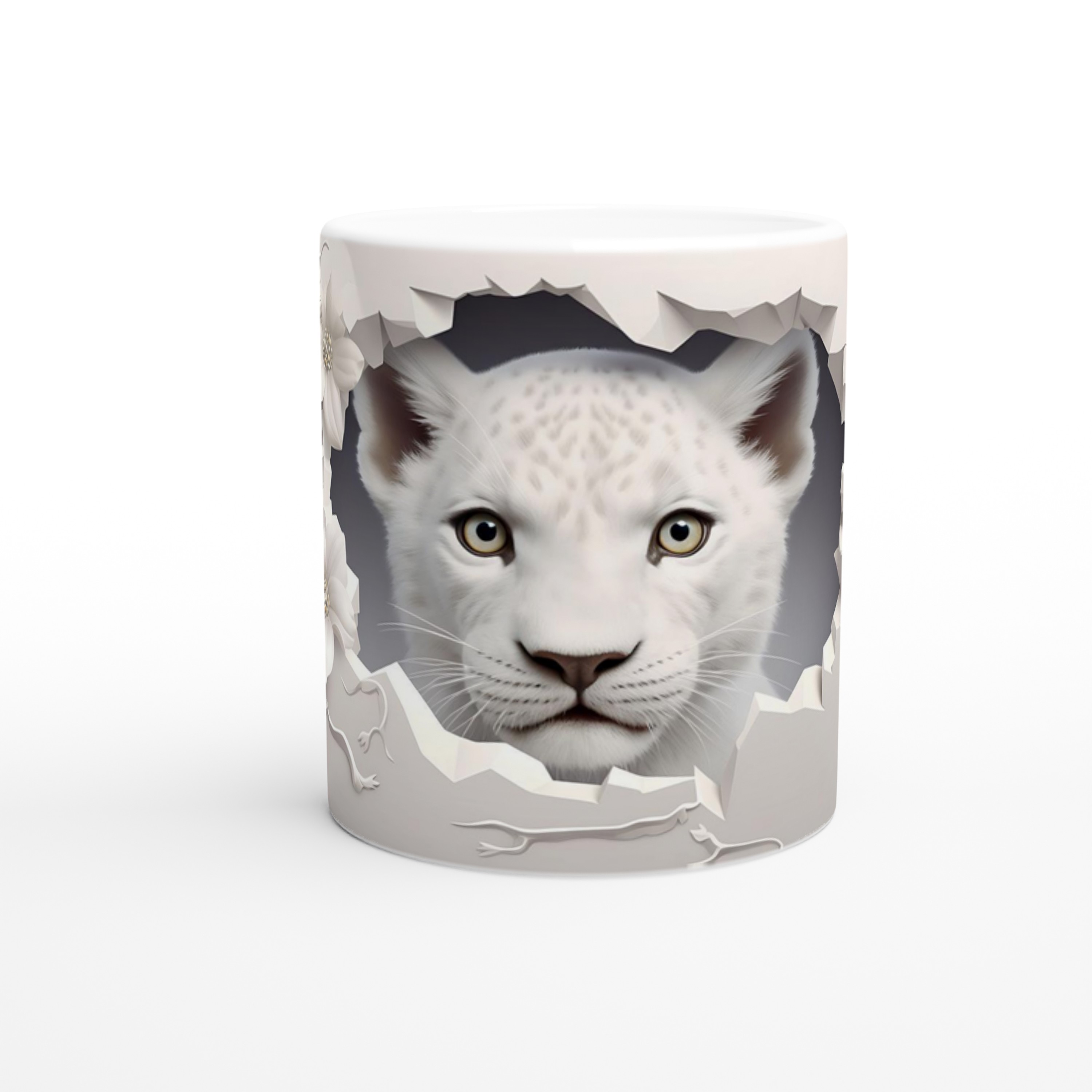 Kırık%20Duvar%20Ardındaki%20Beyaz%20Leopar%20Temalı%20Baskılı%20Kupa%20Bardak