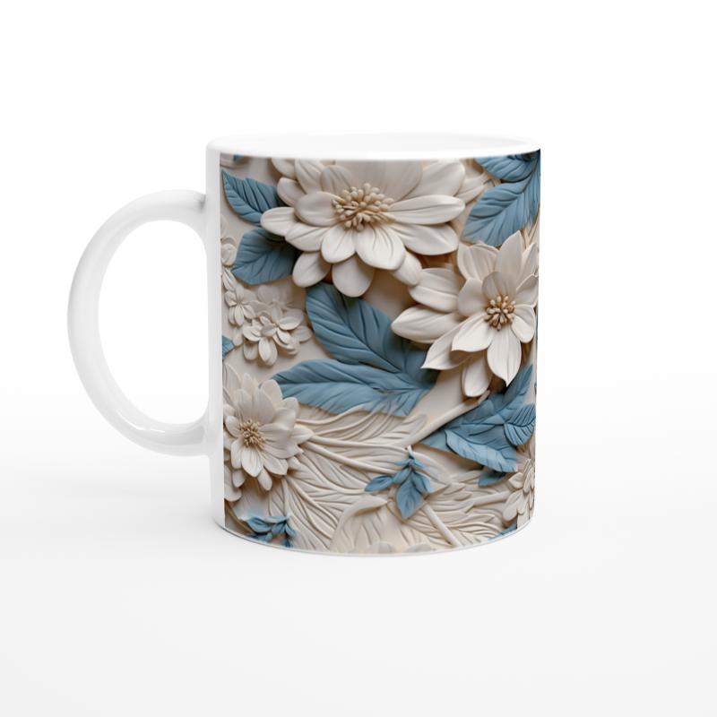 Mavi%20Yapraklı%20Çiçek%20Desenli%20Kupa%20Bardak