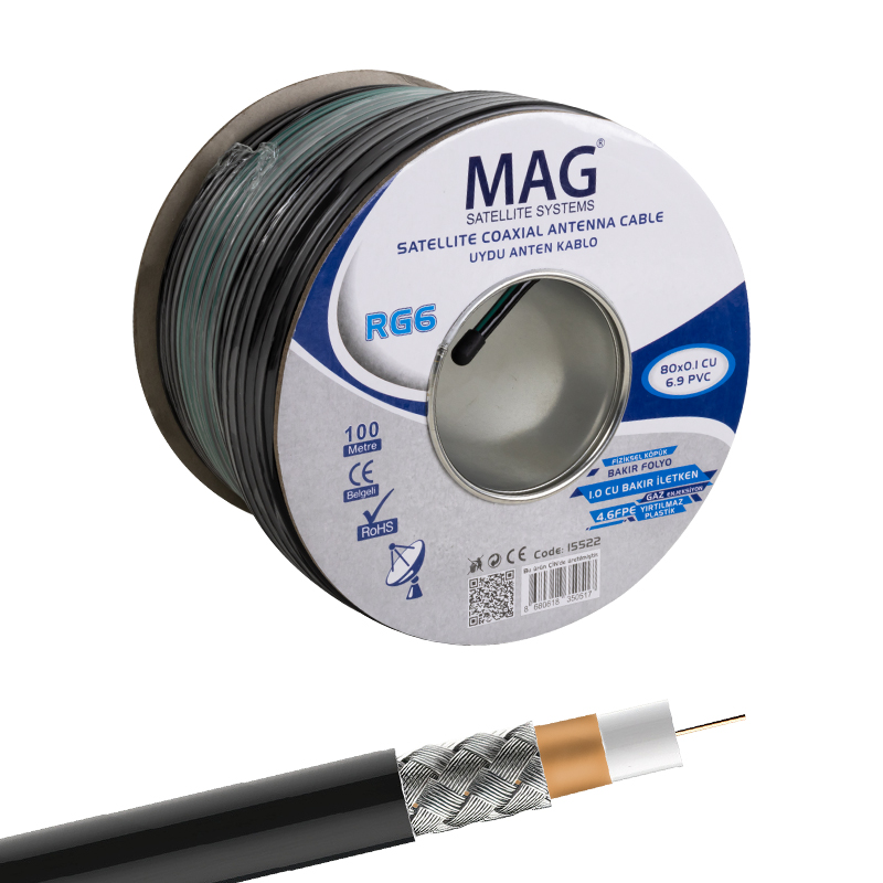 Mag%20Rg6/U6%20Bakır%20Cu/Cu%2080%20Tel%20Siyah%20Anten%20Kablosu%20(100%20Metre)