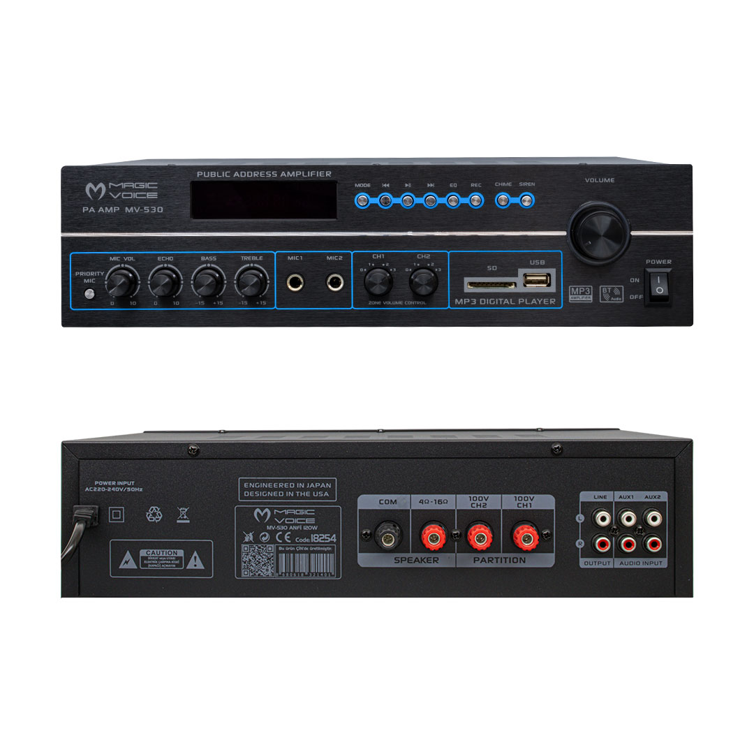 Magicvoice%20MV-530%20120%20Watt%20Usb-Sd-Bluetooth%202%20Bölgeli%20Hat%20Trafolu%20Anfi