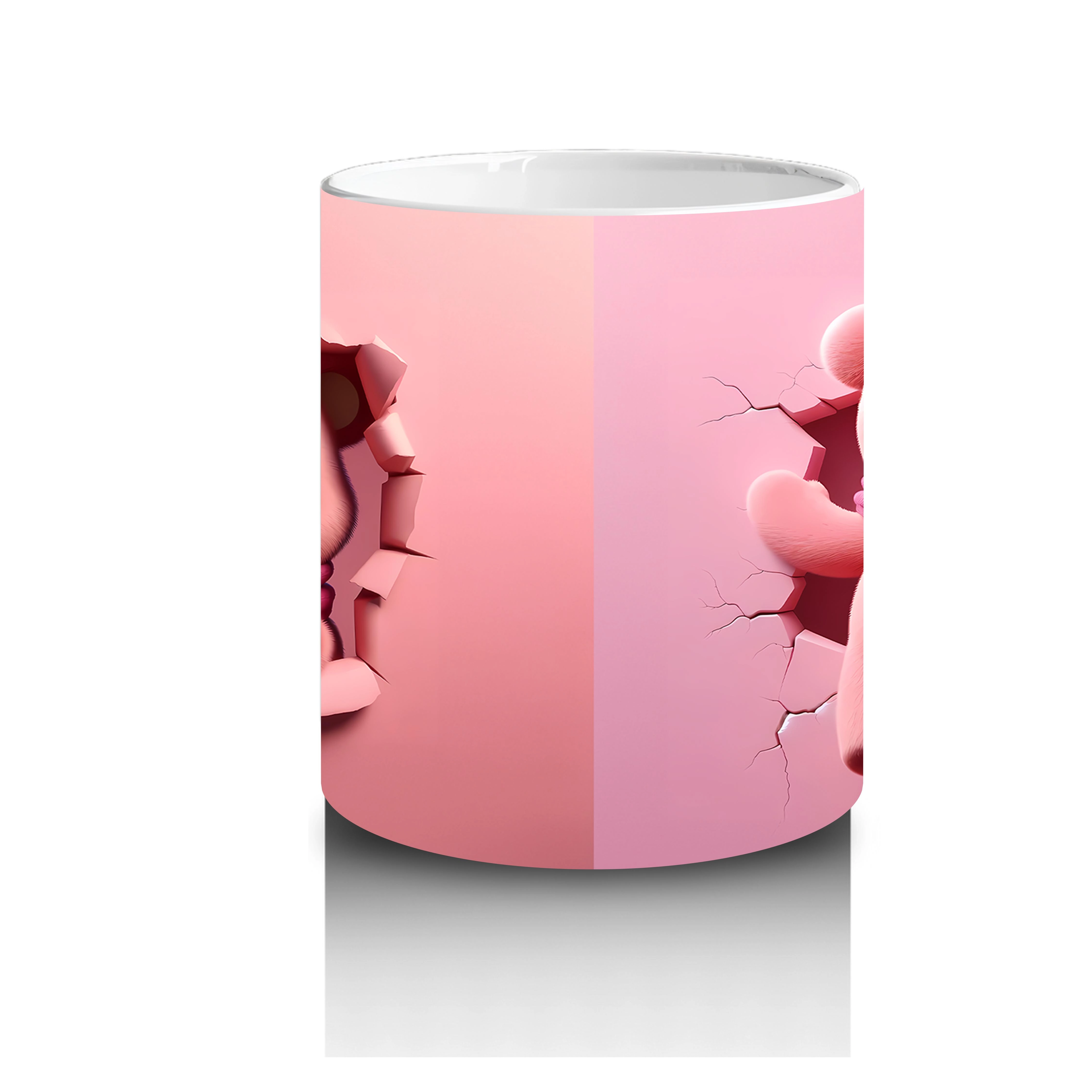 Pembe%20Bereli%20Sevimli%20Ayıcık%20Figürü%20Önden%20ve%20Arkadan%20-%20Baskılı%20kahve%20kupası