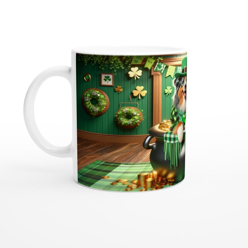Leprechaun%20Şapkalı%20Avustralya%20Çoban%20Köpeği%20Temalı%20Baskılı%20Kupa%20Bardak