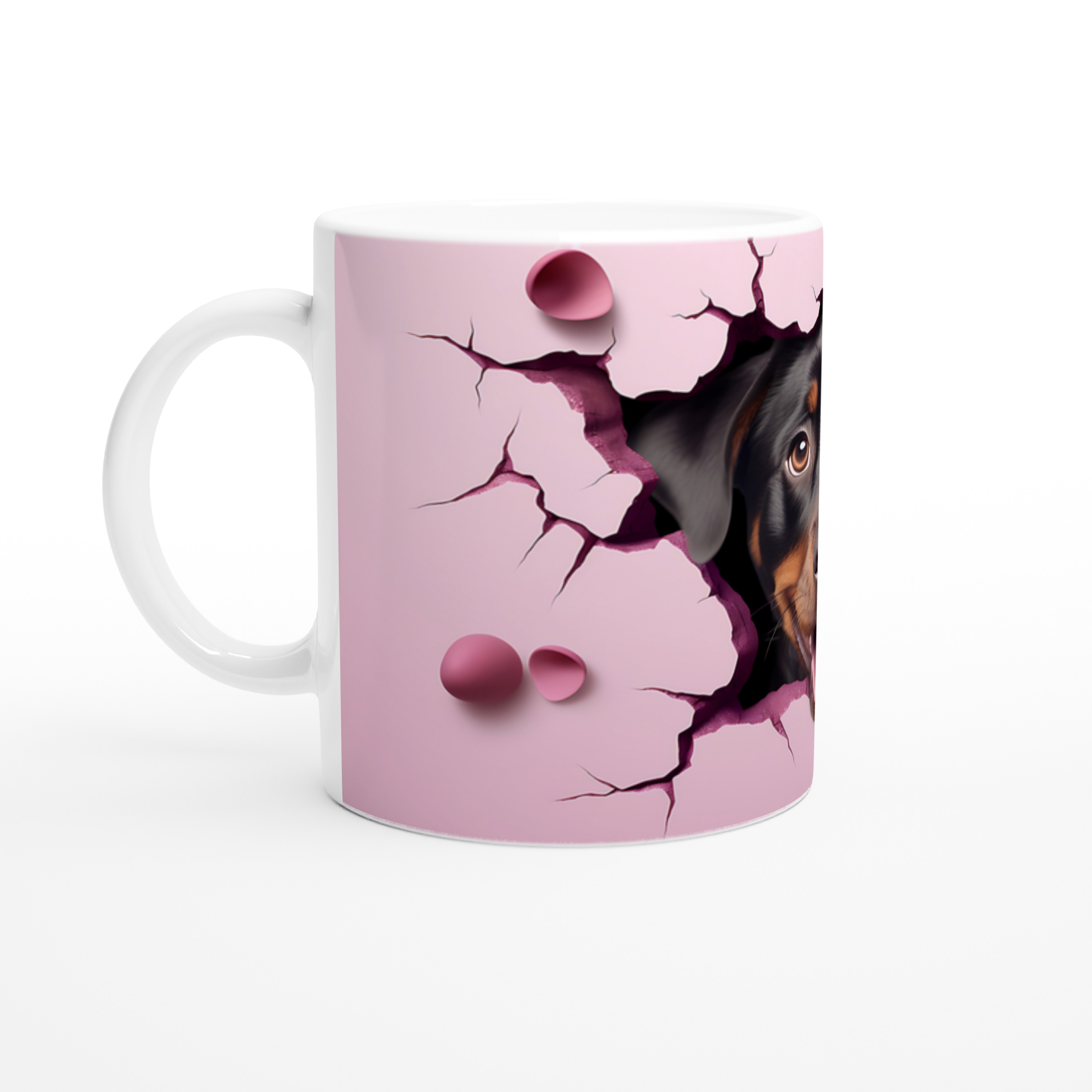 Çatlaktan%20Bakan%20Rottweiler%20Temalı%20Baskılı%20Kupa%20Bardak