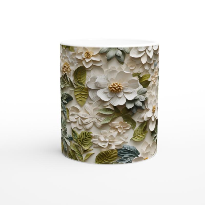 Beyaz%20Çiçekli%20Doğal%20Yaprak%20Desenli%20Kupa