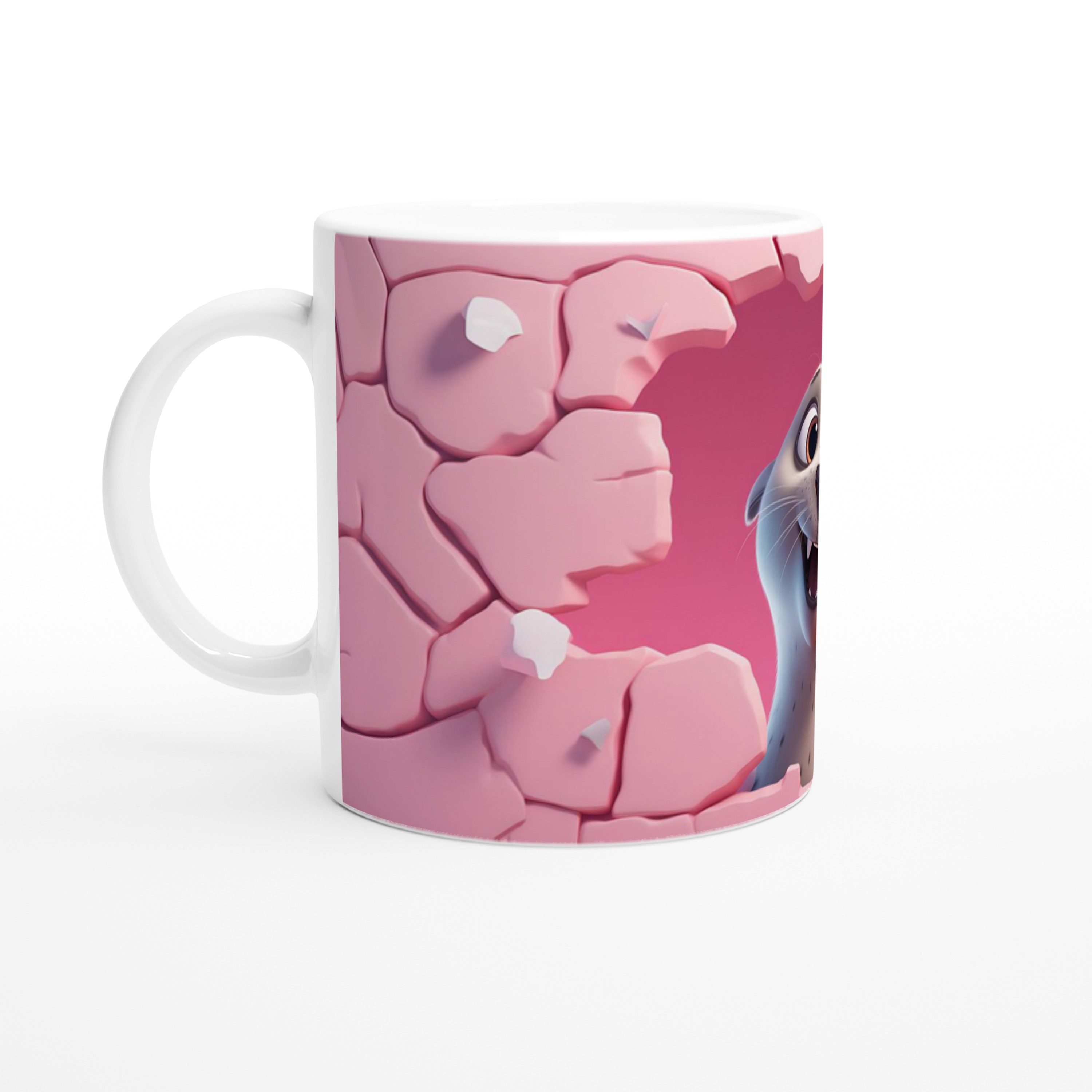 Pembe%20Duvar%20Çatlaktan%20Bakan%20Sevimli%20Fok%20Temalı%20Baskılı%20Kupa%20Bardak