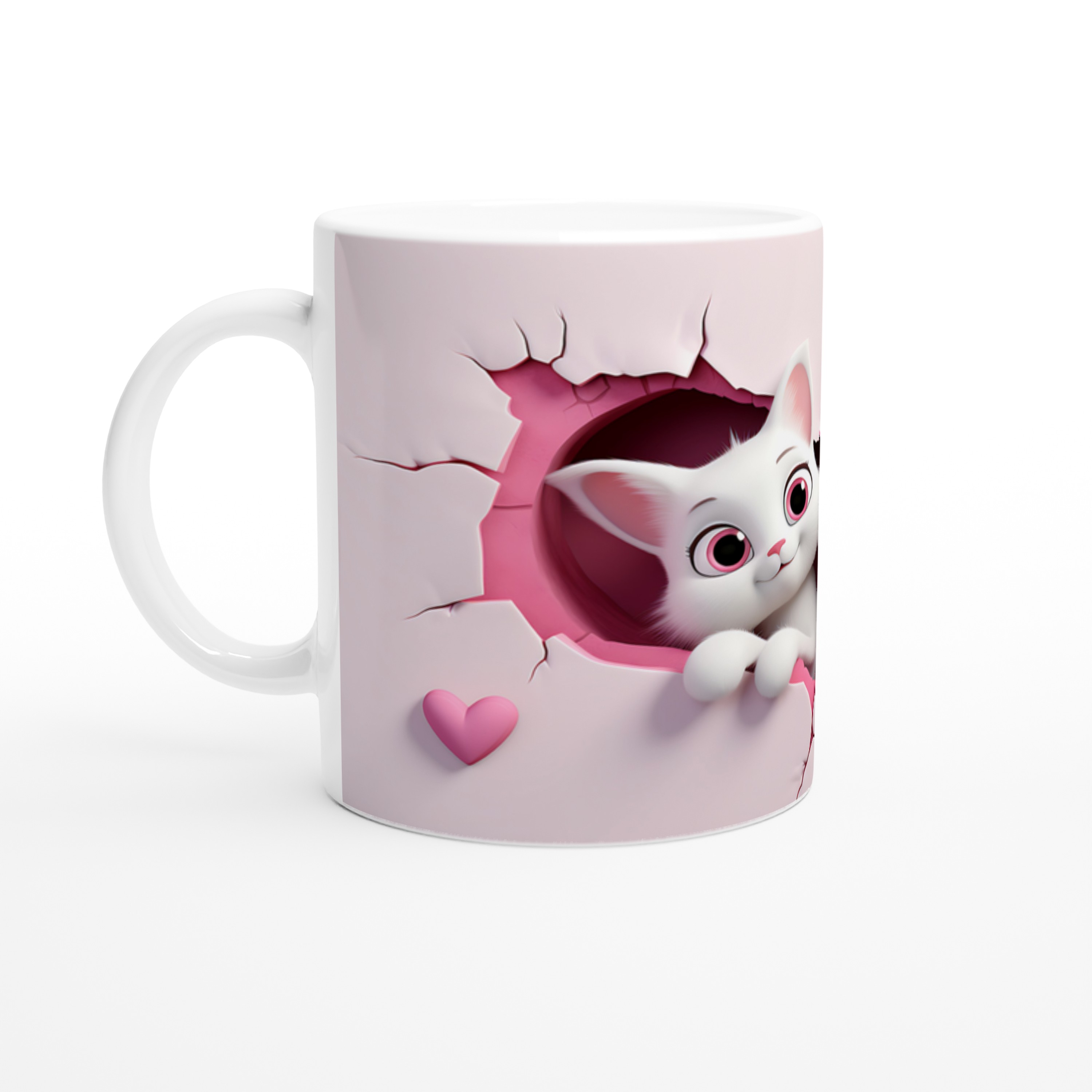 Pembe%20Duvarı%20Delen%20Sevimli%20İkiz%20Karikatür%20Kediler%20Baskılı%20Kupa%20Bardak