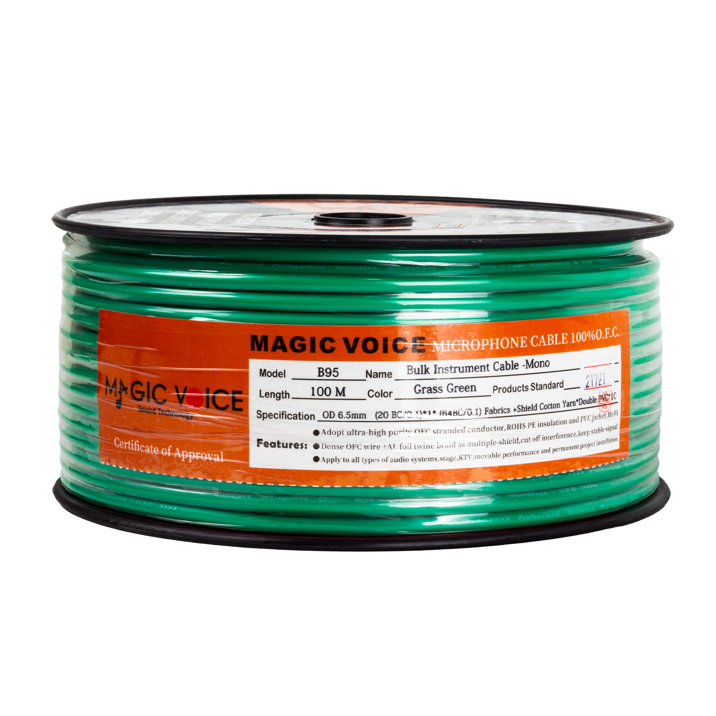 MAGICVOICE%20MİKROFON%20KABLOSU%20MONO%201.KALİTE%20100%20METRE%20YEŞİL