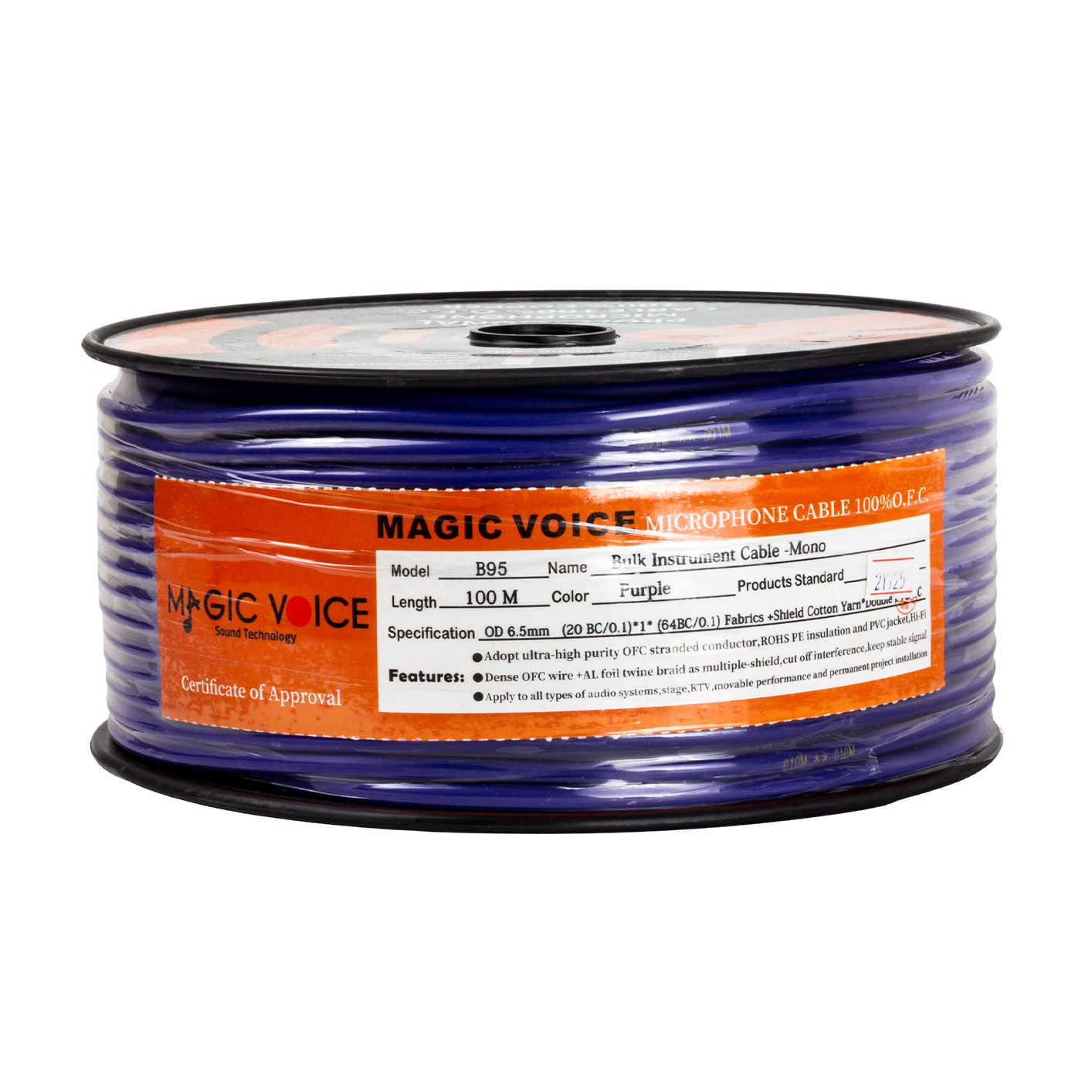 Magicvoice%20B96%20Profesyonel%20Tek%20Damarlı%20Blendajlı%20Enstrüman%20Mikrofon%20Kablosu%20Mono%20100%20Metre%20(Mor)