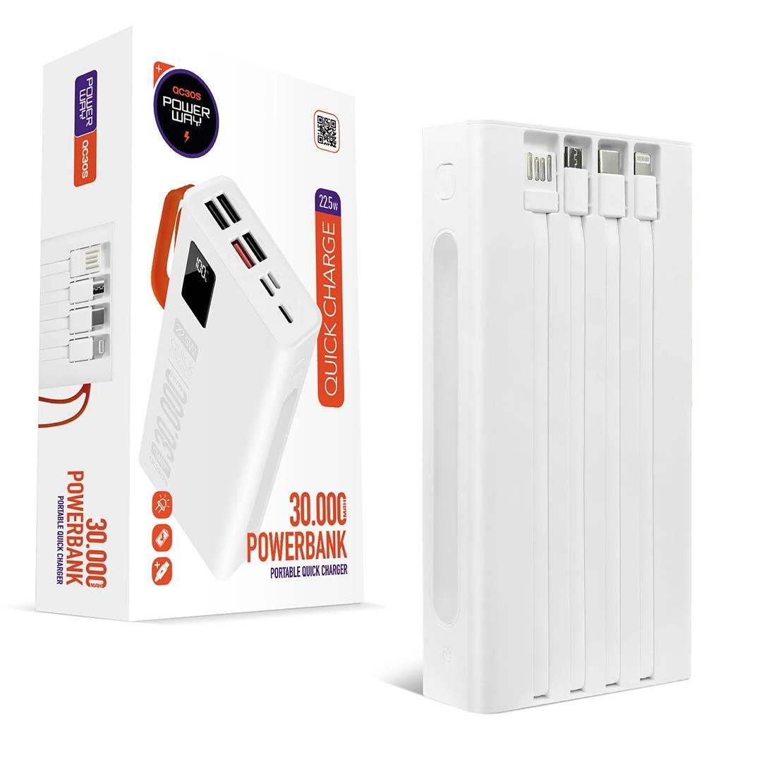 Powerway%20QC30S%2030000Mah%20Dijital%20Göstergeli%20Powerbank