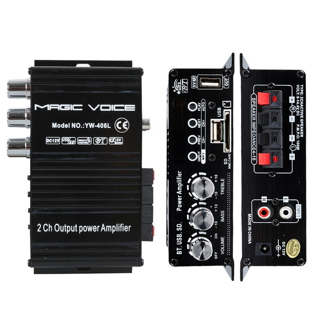 Magicvoice%20YW-406L%2012%20Volt%20100%20Watt%20Motosiklet%20Bluetooth%20Amfi%20USB/SD%202%20Kanal%20Pazarcı%20-%20Anfi%20(154X80x42mm)