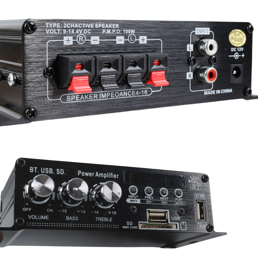 Magicvoice%20YW-406L%2012%20Volt%20100%20Watt%20Motosiklet%20Bluetooth%20Amfi%20USB/SD%202%20Kanal%20Pazarcı%20-%20Anfi%20(154X80x42mm)