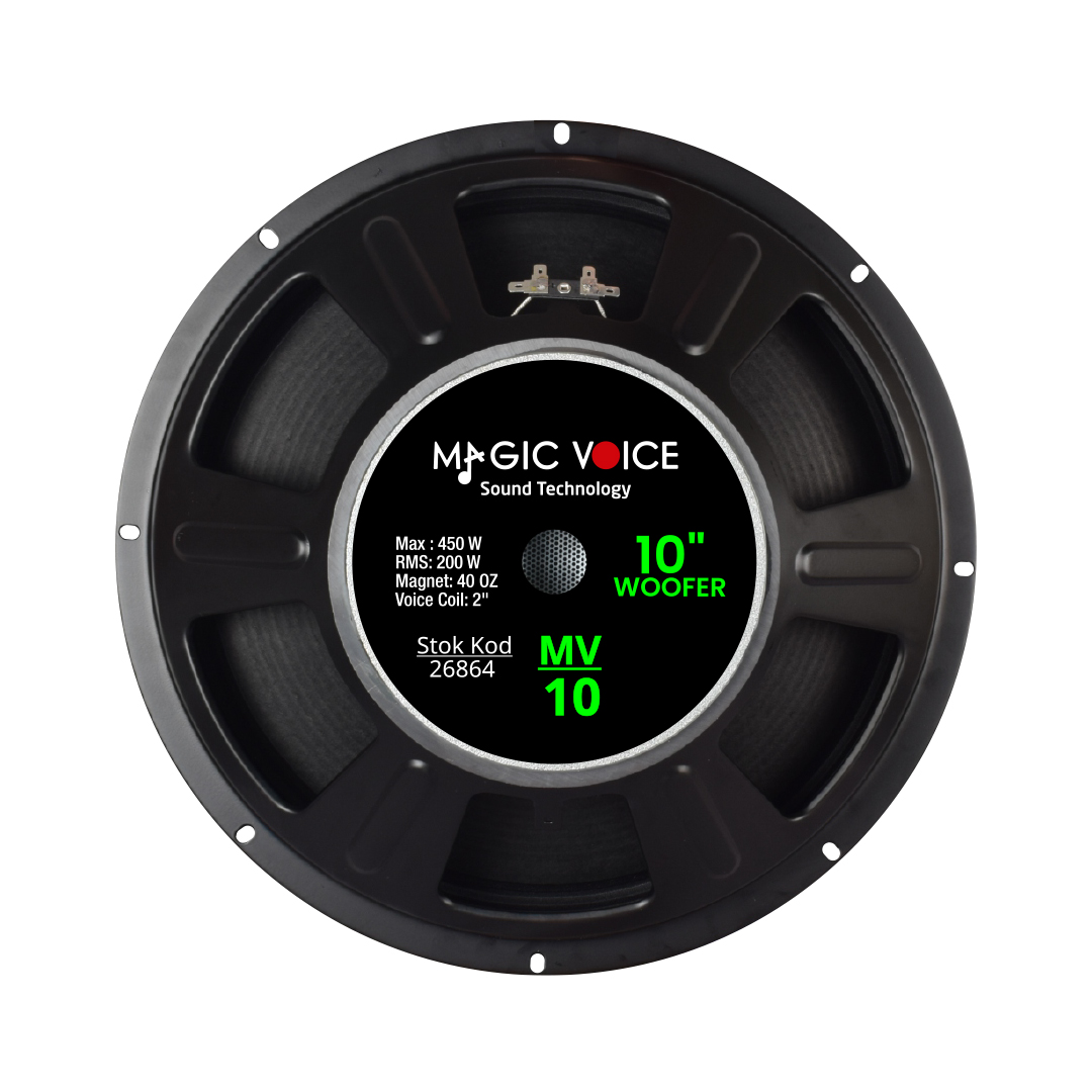 Magicvoice%20MV-10 Maks.%20450%20Watt%20/%20Rms%20200%20Watt%2010”%20Siyah%2025 Cm%20Woofer%20Yedek%20Hoparlör