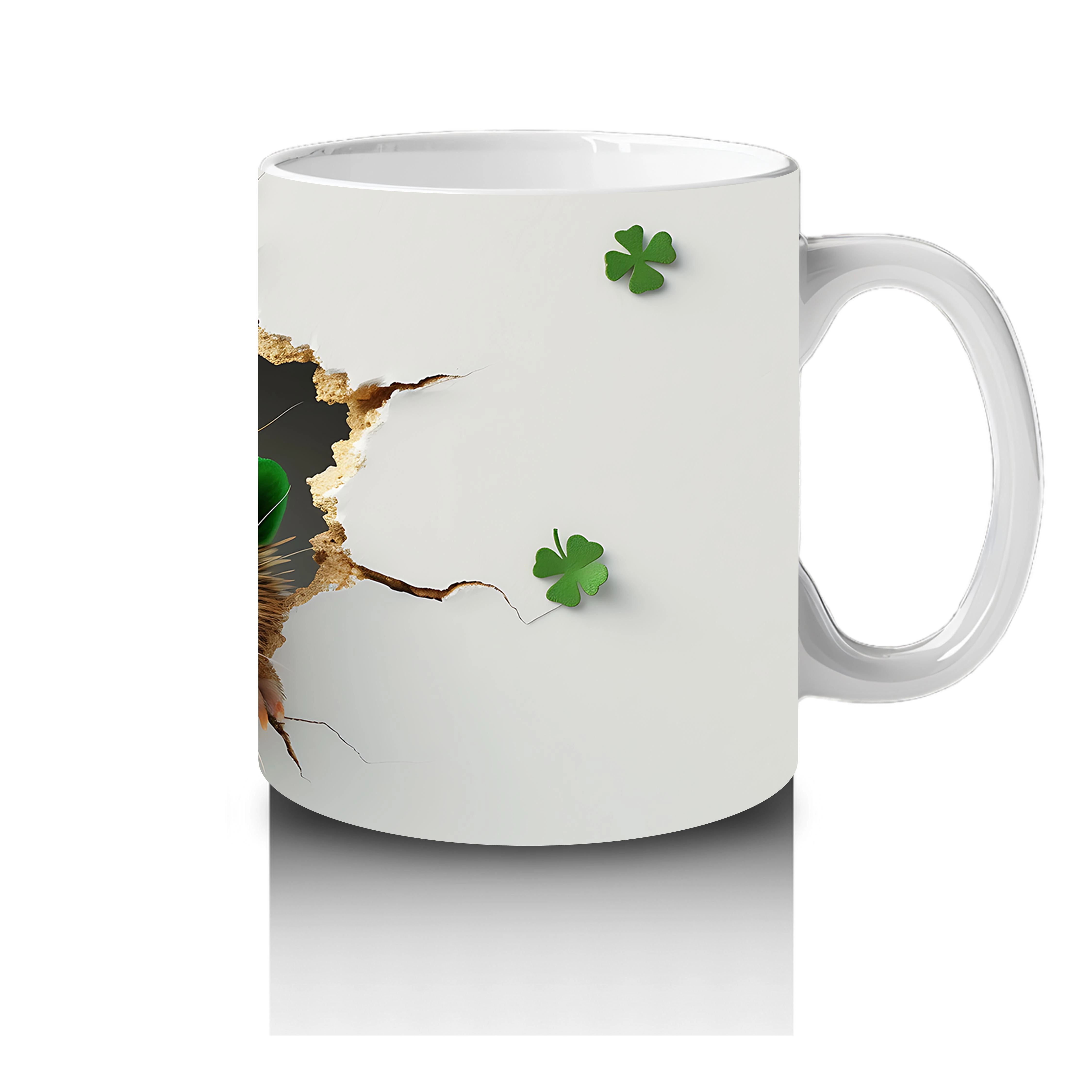 St.%20Patrick’s%20Şapkalı%20Sevimli%20Kirpi%20Tasarımı%20-%20Baskılı%20kahve%20kupası