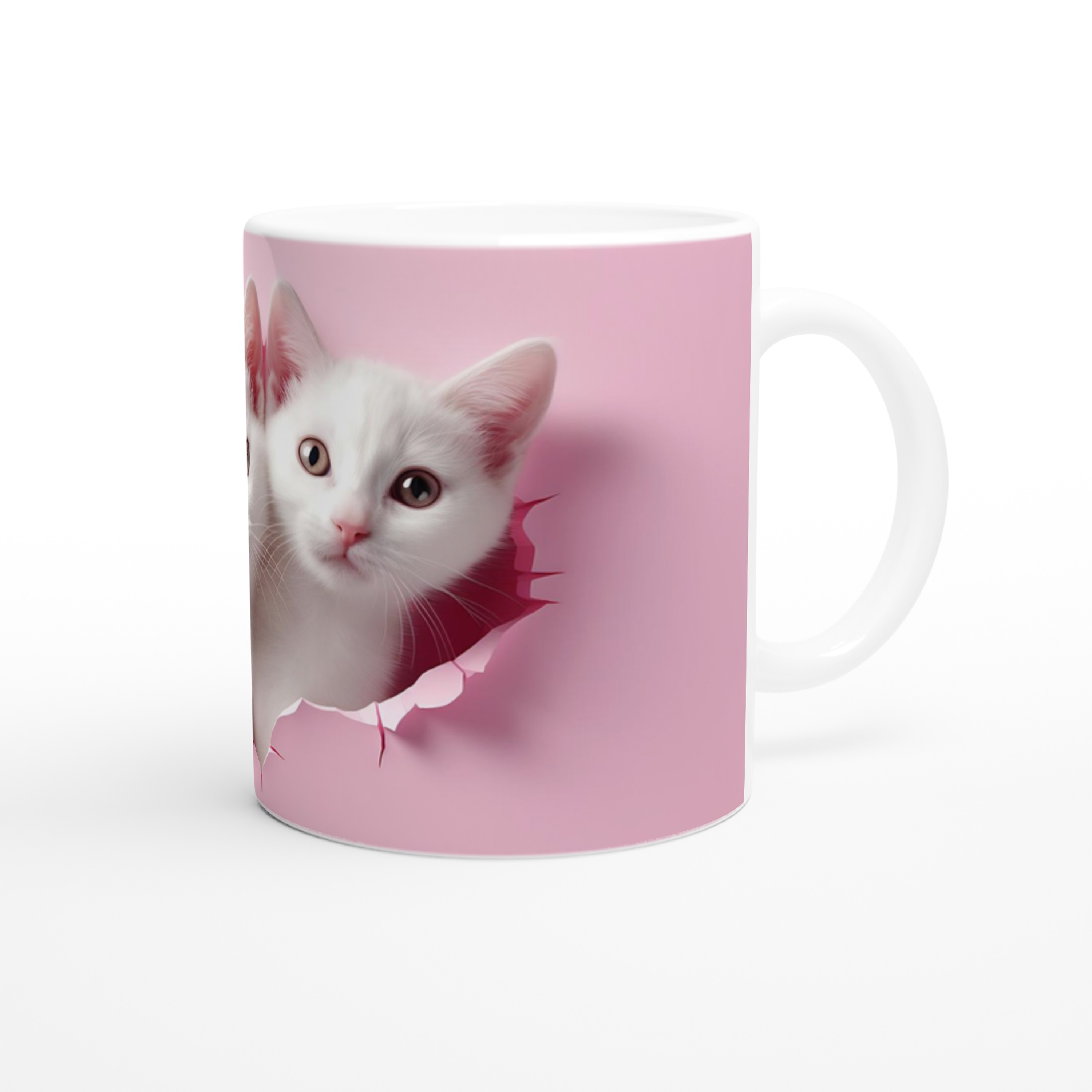 Pembe%20Zeminden%20Bakan%20Gerçekçi%20Yavru%20Kediler%20Temalı%20Baskılı%20Kupa%20Bardak