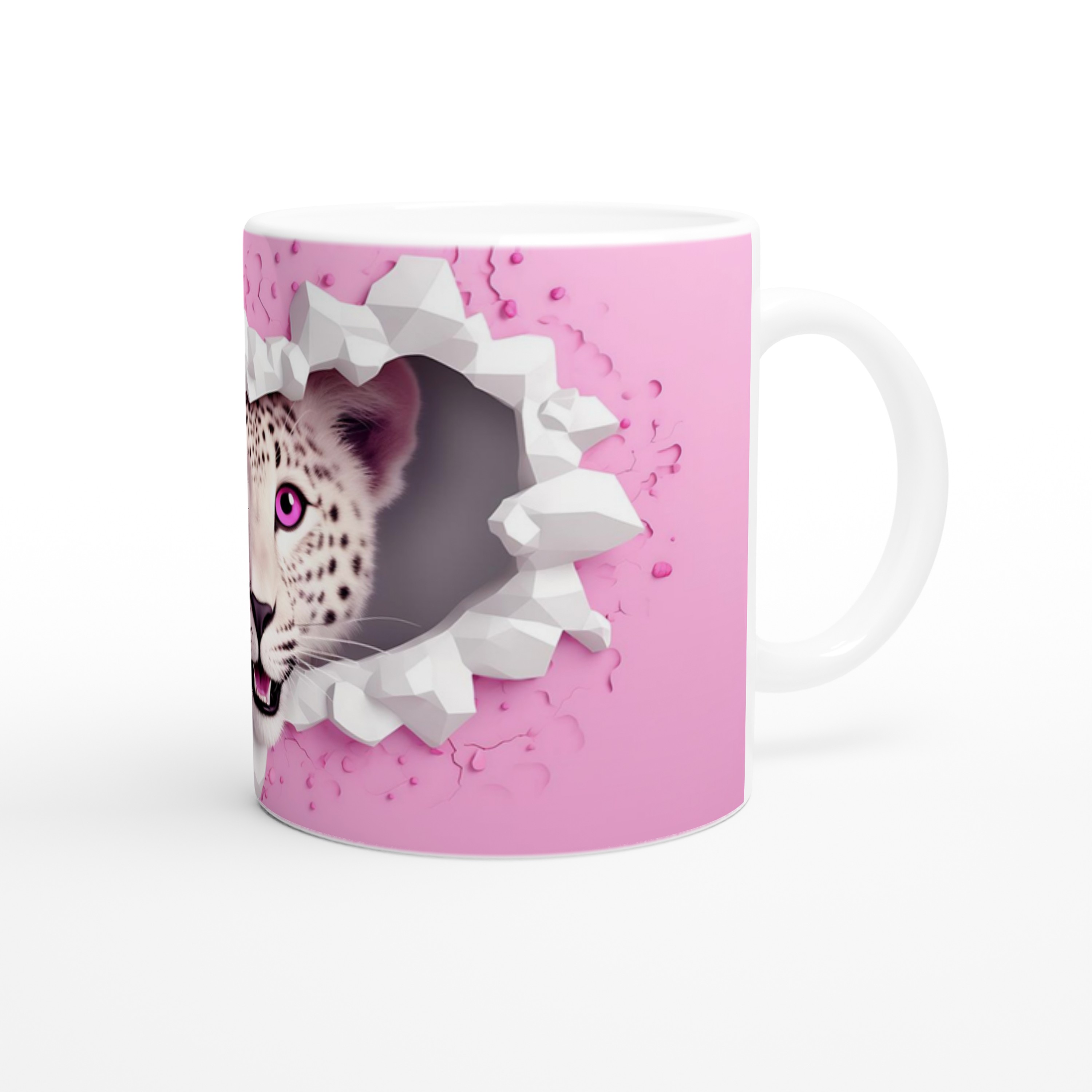 Pembe%20Gözlü%20Kar%20Leoparı%20Temalı%20Baskılı%20Kupa%20Bardak