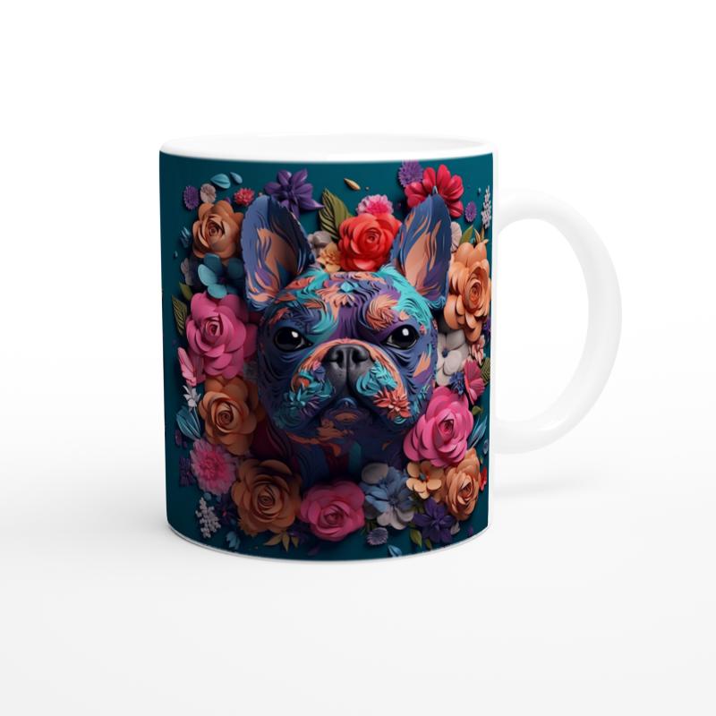 Çiçek%20Desenli%20Fransız%20Bulldog%20Temalı%20Baskılı%20Kupa%20Bardak
