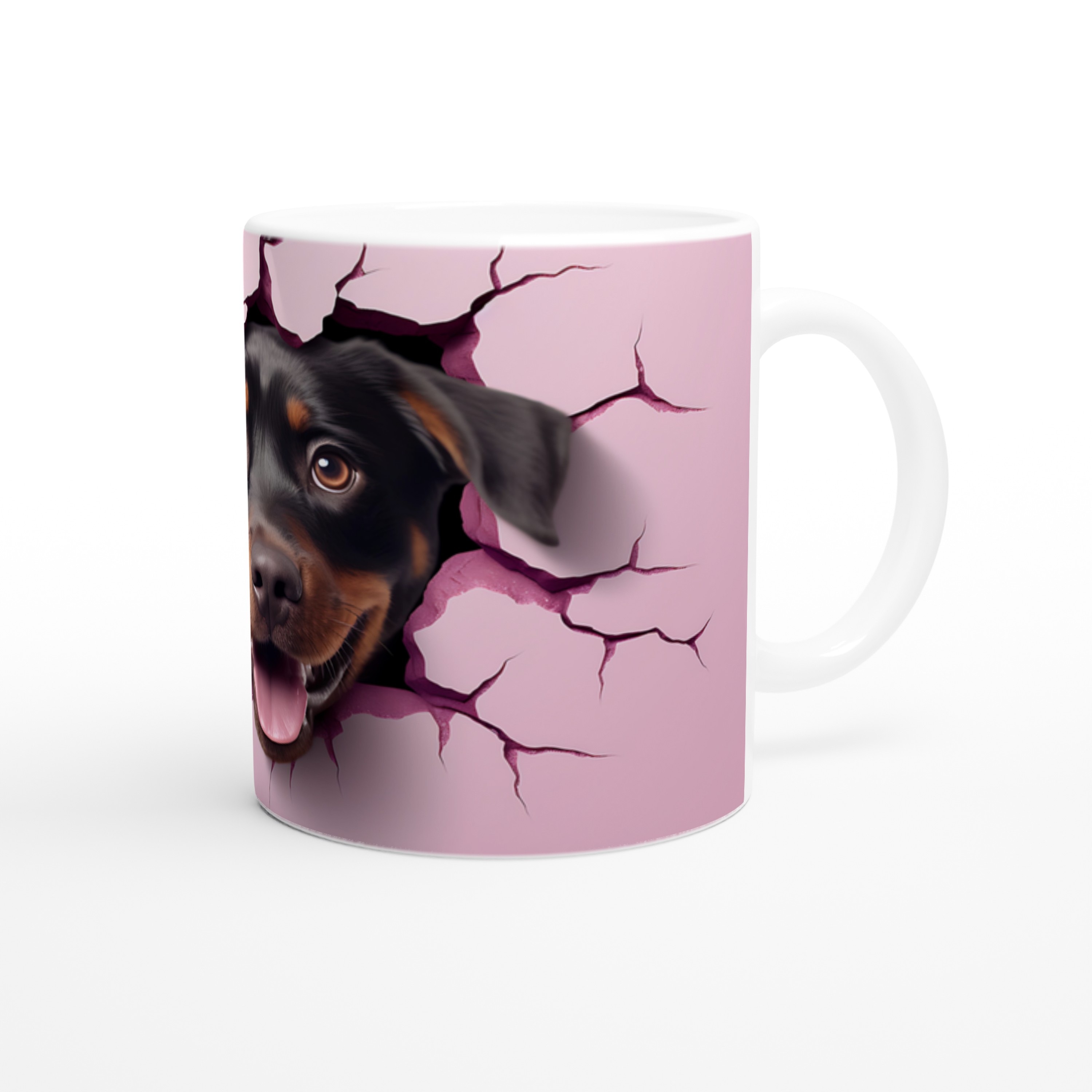 Çatlaktan%20Bakan%20Rottweiler%20Temalı%20Baskılı%20Kupa%20Bardak