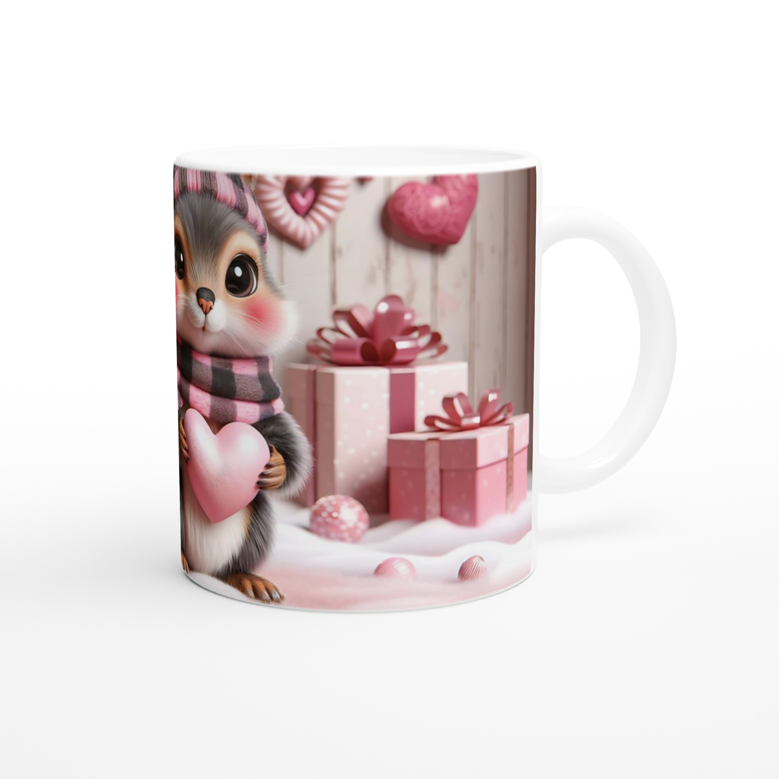 Pembe%20Kalpli%20Sevimli%20Sincap%20Temalı%20Baskılı%20Kupa%20Bardak