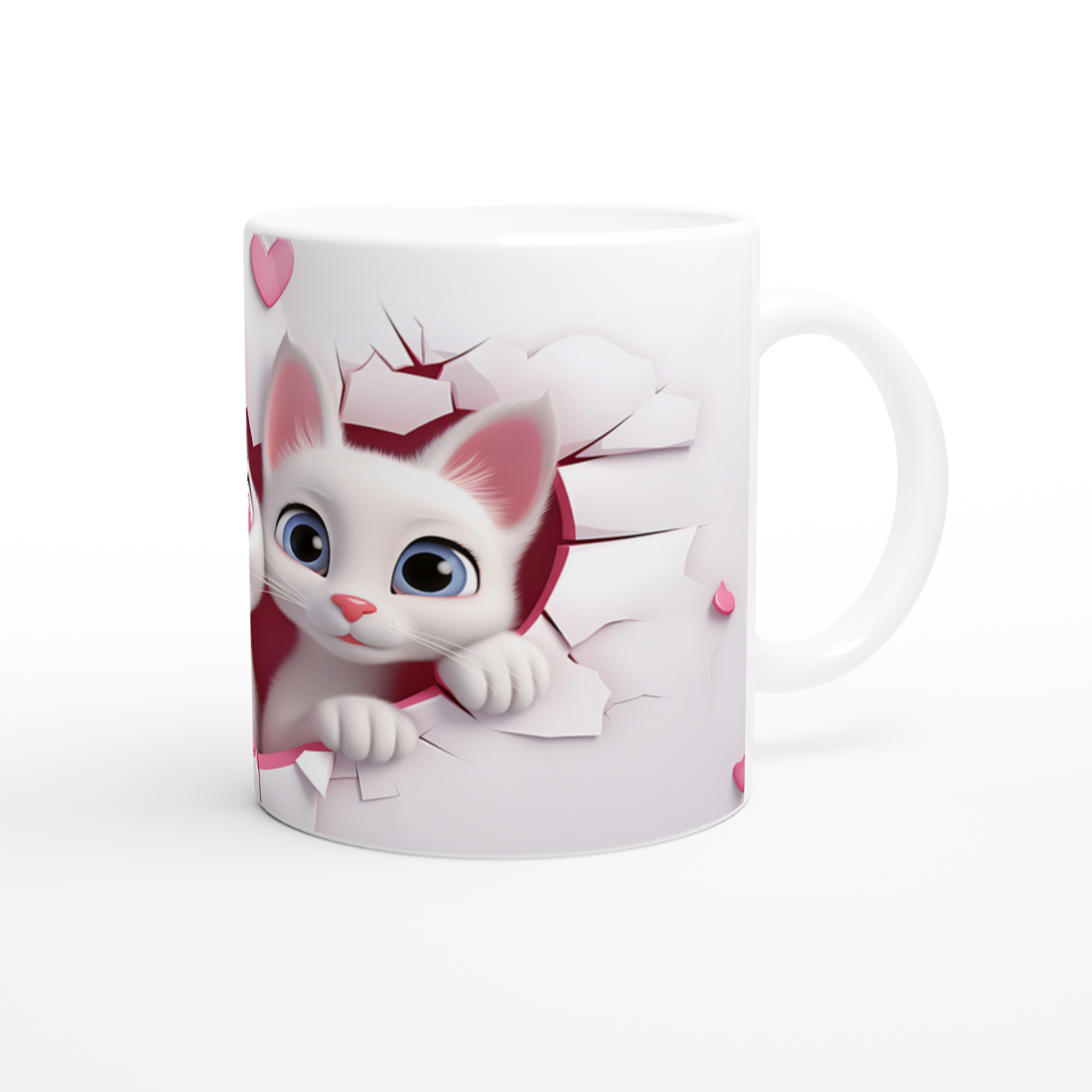 Kalpli%20Çatlak%20Desenli%20Sevimli%20Kedi%20Çiftleri%20Temalı%20Baskılı%20Kupa%20Bardak