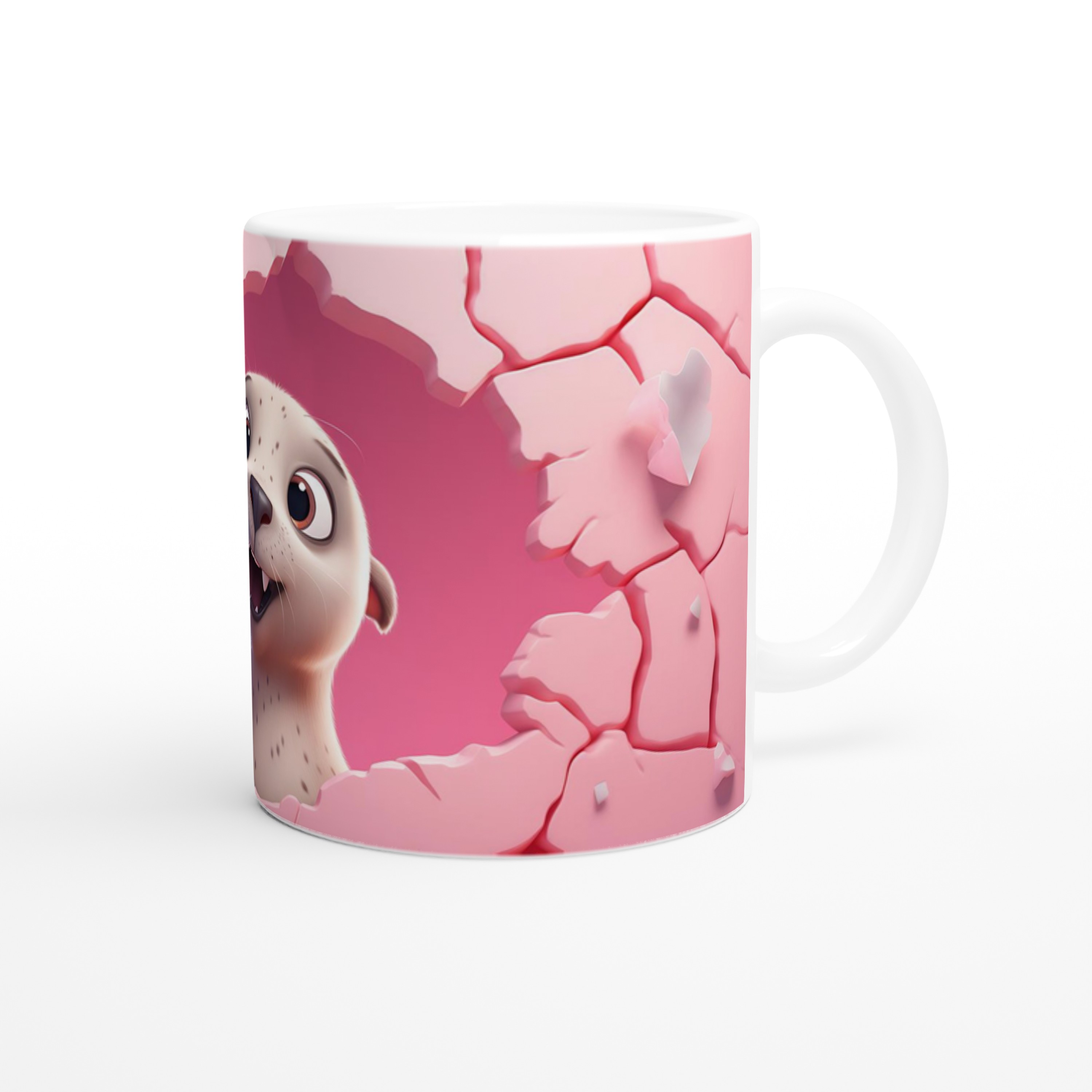 Pembe%20Duvar%20Çatlaktan%20Bakan%20Sevimli%20Fok%20Temalı%20Baskılı%20Kupa%20Bardak