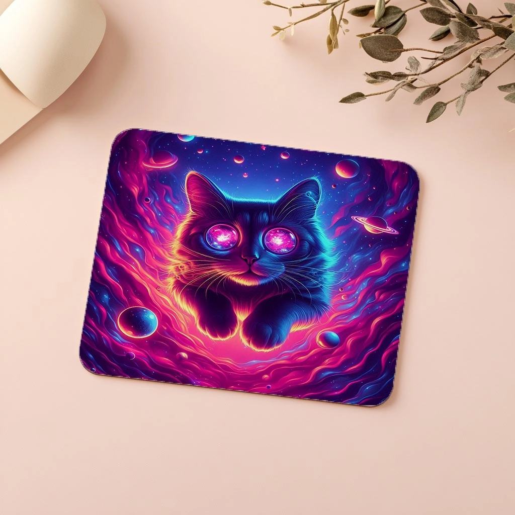 Neon%20Renkli%20Kozmik%20Kedi%20Mouse%20Pad%20-%2019x23%20cm%202%20mm%20Dikdörtgen%20İthal%20Baskılı%20Mouse%20Pad