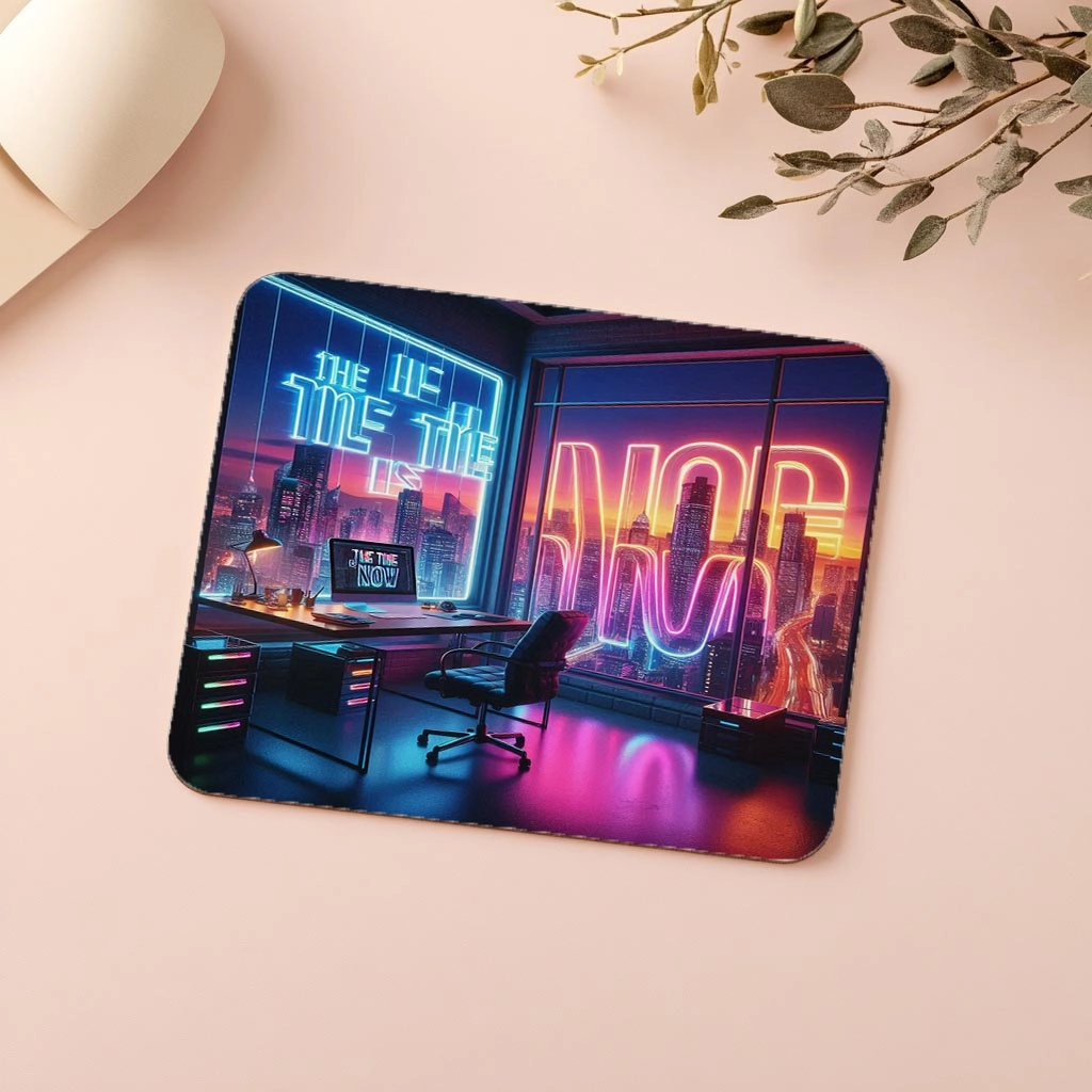 Neon%20Işıklı%20Motivasyon%20Mousepad%20–%20The%20Time%20Is%20Now%20-%2019x23%20cm%202%20mm%20Dikdörtgen%20İthal%20Baskılı%20Mouse%20Pad