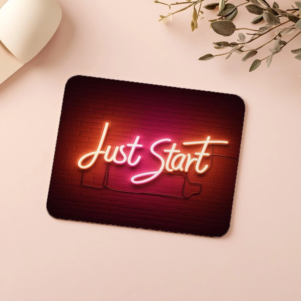 Pembe%20Turuncu%20Glow%20Efektli%20Just%20Start%20Mousepad%20-%2019x23%20cm%202%20mm%20Dikdörtgen%20İthal%20Baskılı%20Mouse%20Pad