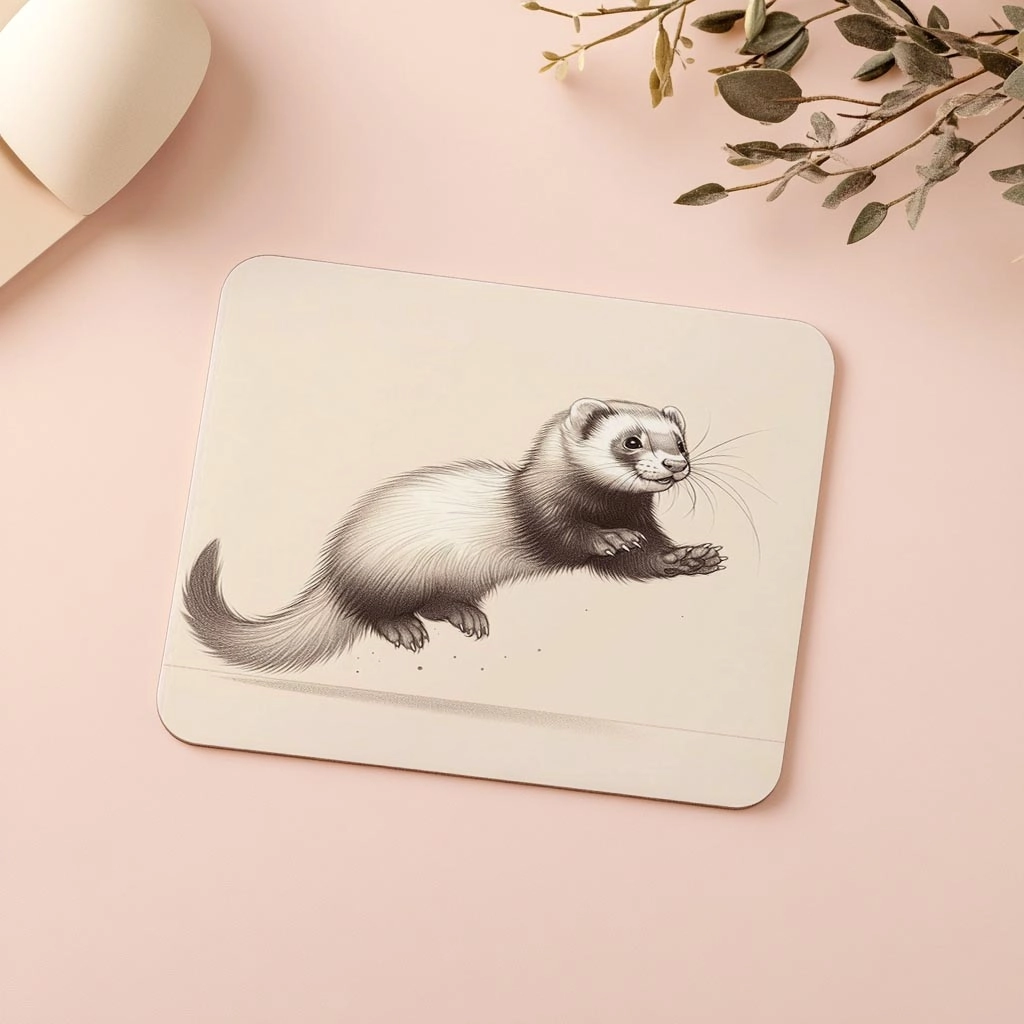 Pastel%20Zemin%20Üzerinde%20El%20Çizimi%20Ferret%20-%2019x23%20cm%202%20mm%20Dikdörtgen%20İthal%20Baskılı%20Mouse%20Pad
