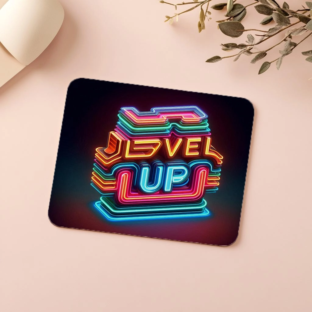 Level%20Up%20Yazılı%20Katmanlı%20Neon%20Mousepad%20-%2019x23%20cm%202%20mm%20Dikdörtgen%20İthal%20Baskılı%20Mouse%20Pad