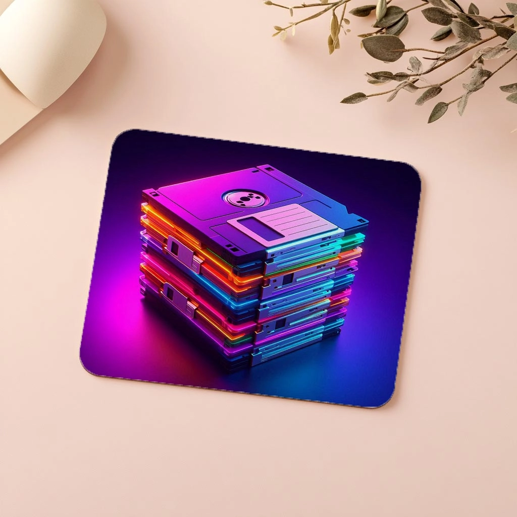 Renkli%20Disketler%20Temalı%20Retro%20Mousepad%20-%2019x23%20cm%202%20mm%20Dikdörtgen%20İthal%20Baskılı%20Mouse%20Pad