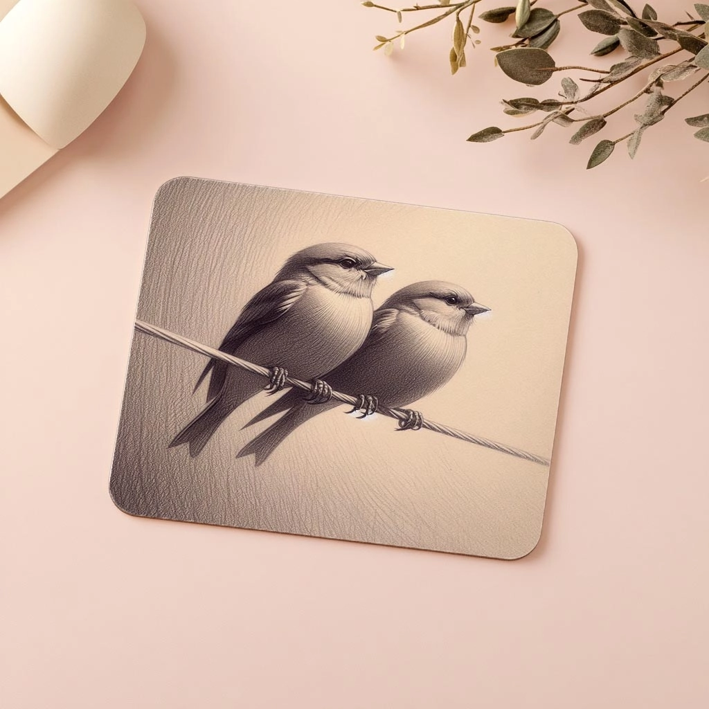 Yan%20Yana%20Oturan%20İki%20Serçe%20Çizimli%20Mousepad%20-%2019x23%20cm%202%20mm%20Dikdörtgen%20İthal%20Baskılı%20Mouse%20Pad