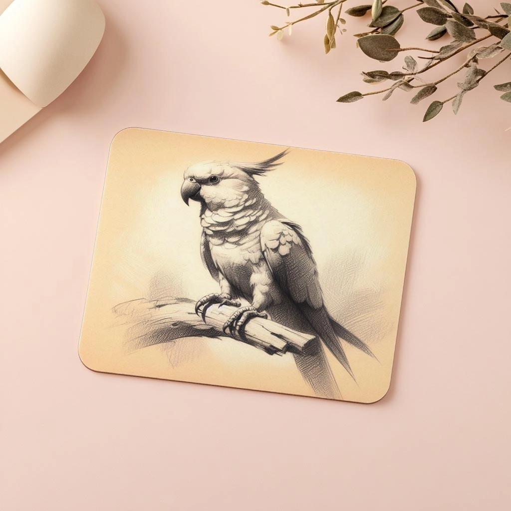 Pastel%20Arka%20Planlı%20Parrot%20Çizimli%20Mouse%20Pad%20-%2019x23%20cm%202%20mm%20Dikdörtgen%20İthal%20Baskılı%20Mouse%20Pad