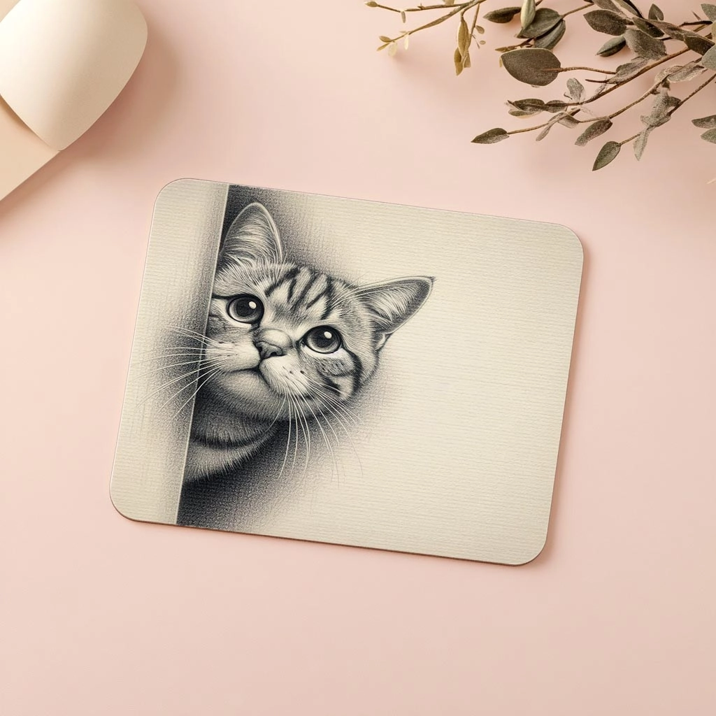Karakalem%20Tarzı%20Kedili%20Mouse%20Pad%20Tasarımı%20-%2019x23%20cm%202%20mm%20Dikdörtgen%20İthal%20Baskılı%20Mouse%20Pad
