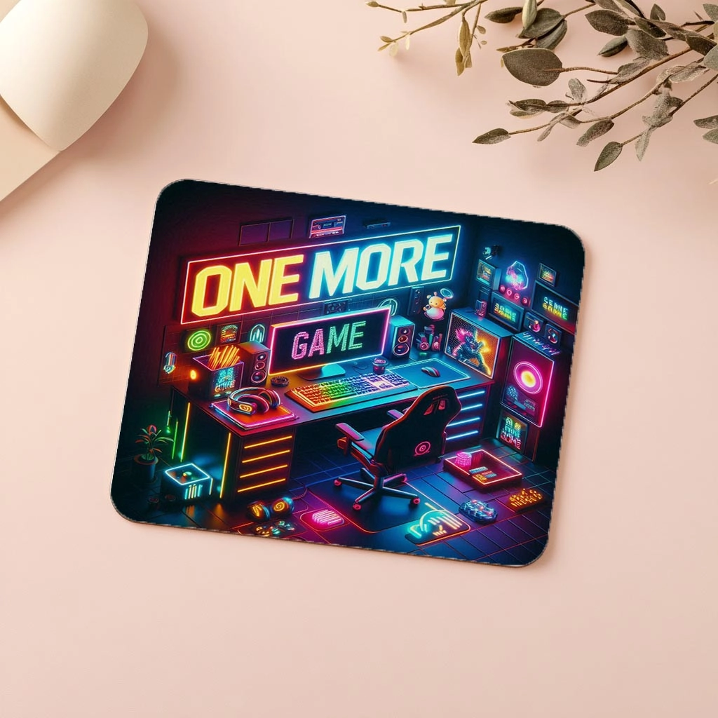 Neon%20Işıklı%20One%20More%20Game%20Temalı%20Mousepad%20-%2019x23%20cm%202%20mm%20Dikdörtgen%20İthal%20Baskılı%20Mouse%20Pad