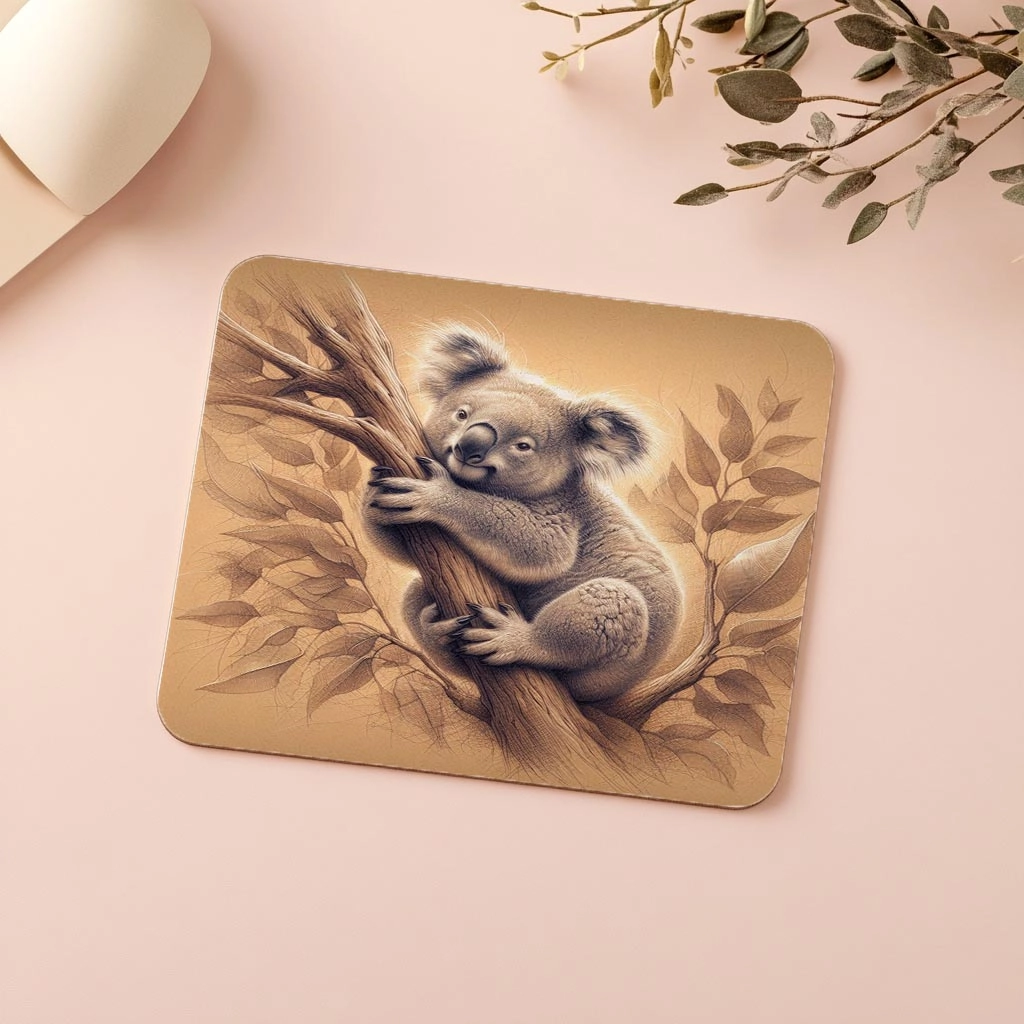 Karakalem%20Tarzda%20Sevimli%20Koala%20Mouse%20Pad%20-%2019x23%20cm%202%20mm%20Dikdörtgen%20İthal%20Baskılı%20Mouse%20Pad