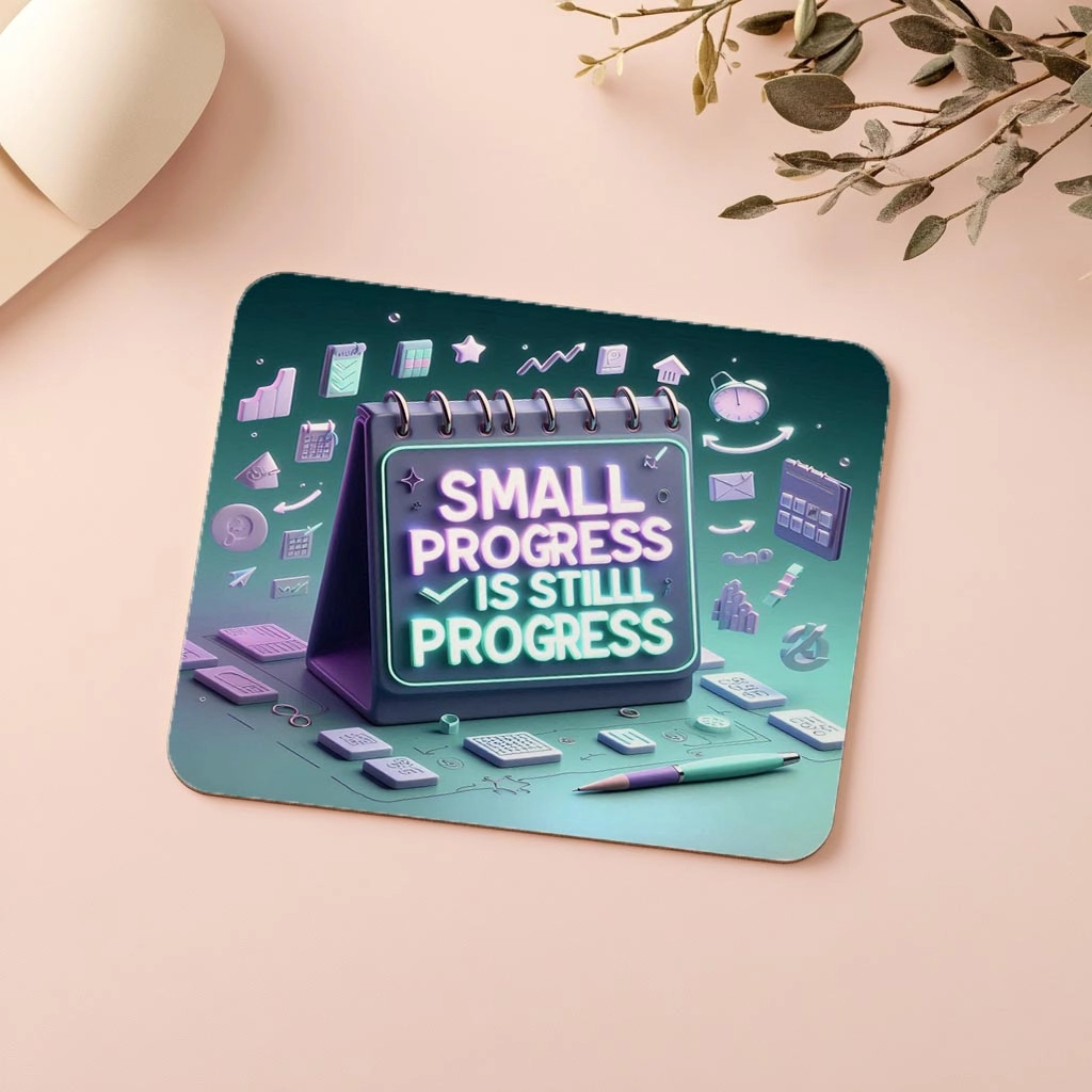 Küçük%20İlerlemeler%20Sloganlı%20Mousepad%20–%203D%20Renkli%20-%2019x23%20cm%202%20mm%20Dikdörtgen%20İthal%20Baskılı%20Mouse%20Pad