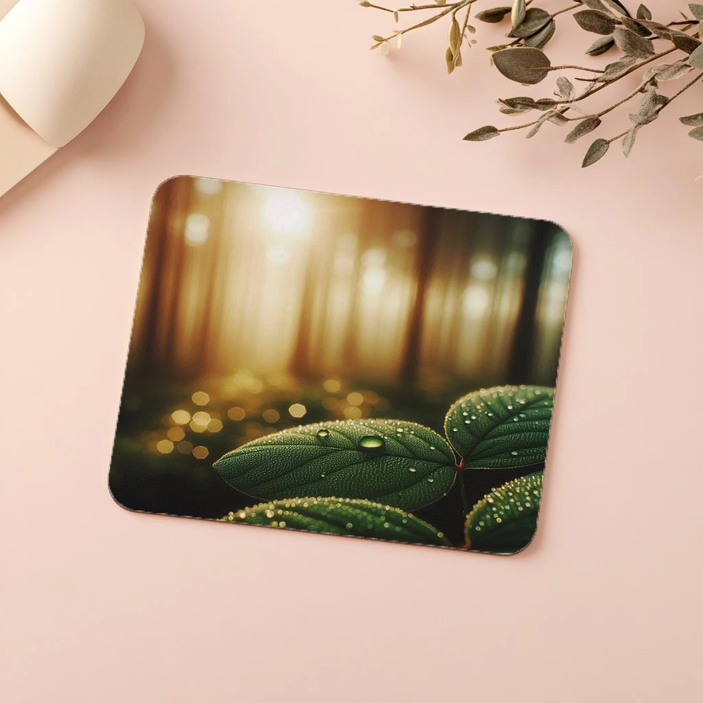 Sabah%20Işığında%20Yaprak%20ve%20Damla%20Mousepad%20-%2019x23%20cm%202%20mm%20Dikdörtgen%20İthal%20Baskılı%20Mouse%20Pad