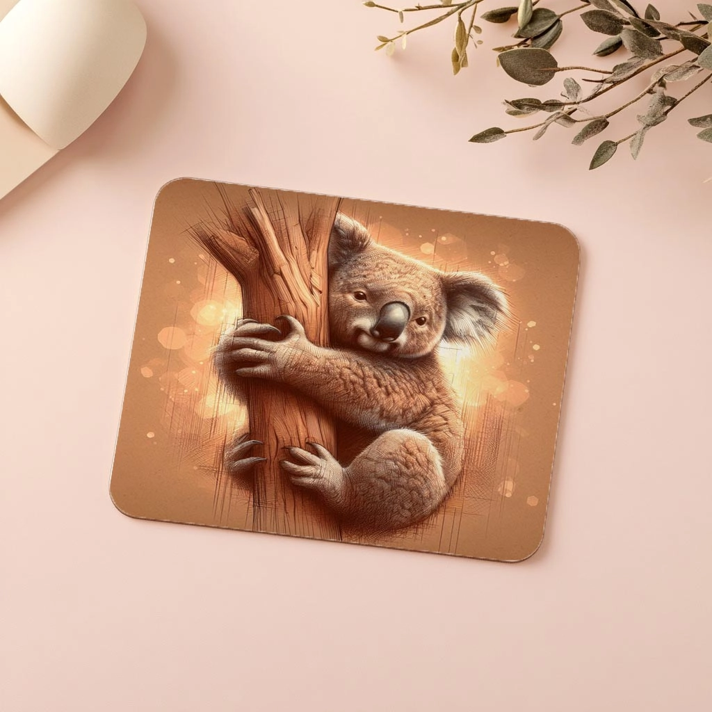 Ağaca%20Sarılmış%20Koala%20Çizimli%20Mousepad%20-%2019x23%20cm%202%20mm%20Dikdörtgen%20İthal%20Baskılı%20Mouse%20Pad