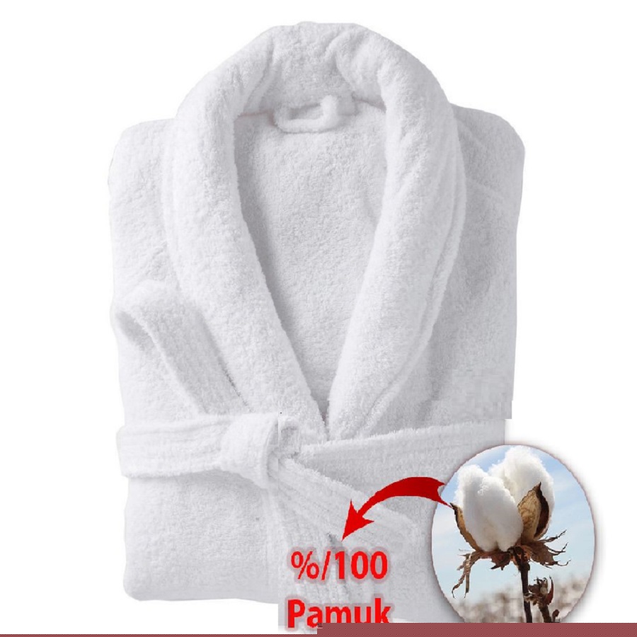 2%20Adet%20Otel%20Bornozu%20Beyaz%20Şalyaka%20Çift%20Cep%20%100%20Pamuk%20Bornoz