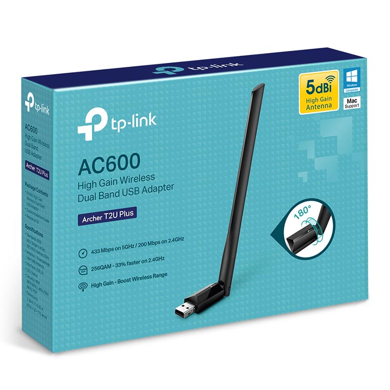 TP-Link%20Archer%20T2U%20Plus%20AC600%20600%20Mbps%20Dualband%20Antenli%20USB%20Wireless%20Adaptör