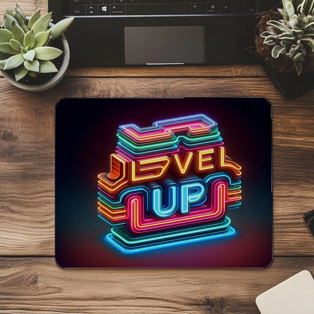 Level%20Up%20Yazılı%20Katmanlı%20Neon%20Mousepad%20-%2019x23%20cm%202%20mm%20Dikdörtgen%20İthal%20Baskılı%20Mouse%20Pad