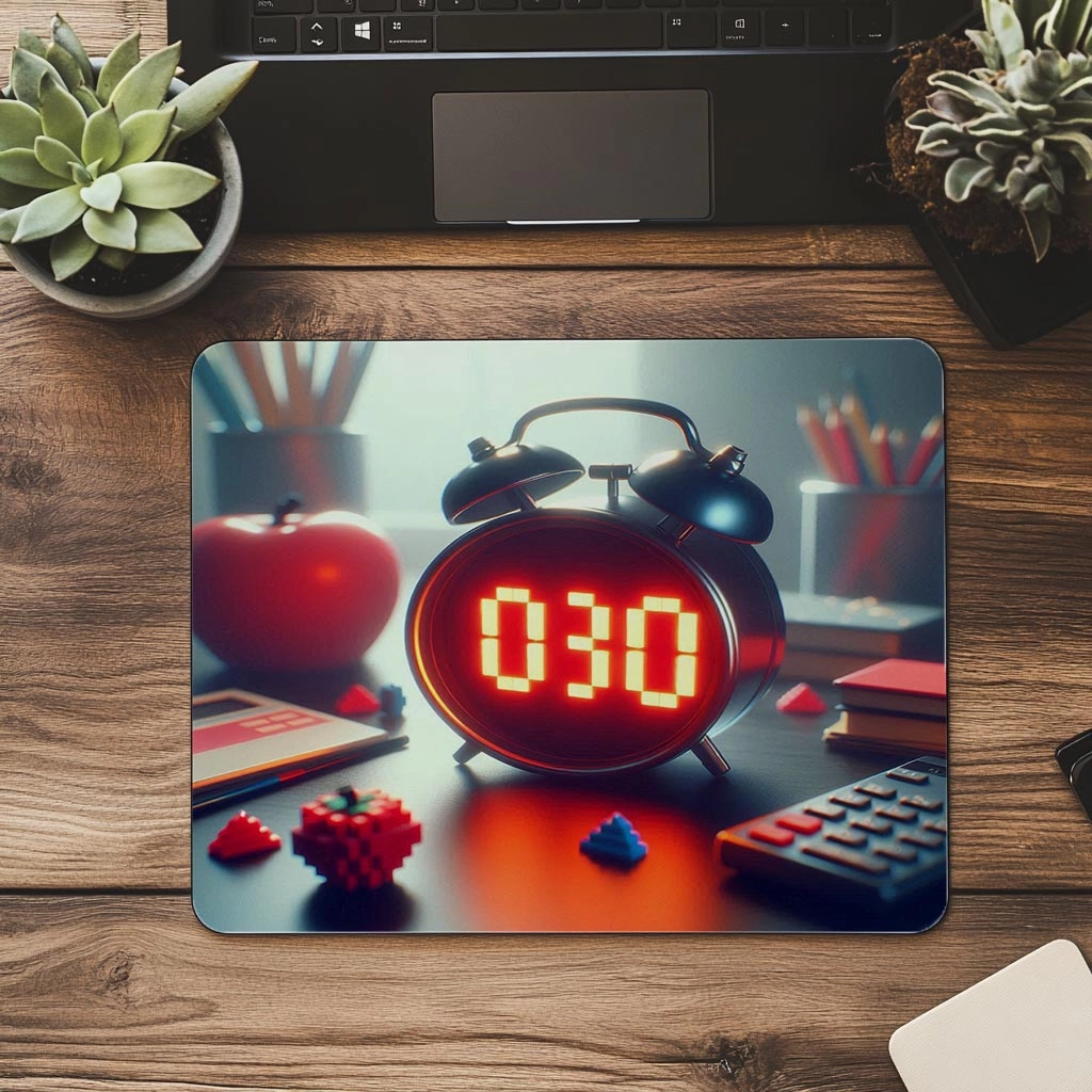 Pixel%20Obje%20Detaylı%20Saat%20Tasarımı%20Mousepad%20-%2019x23%20cm%202%20mm%20Dikdörtgen%20İthal%20Baskılı%20Mouse%20Pad