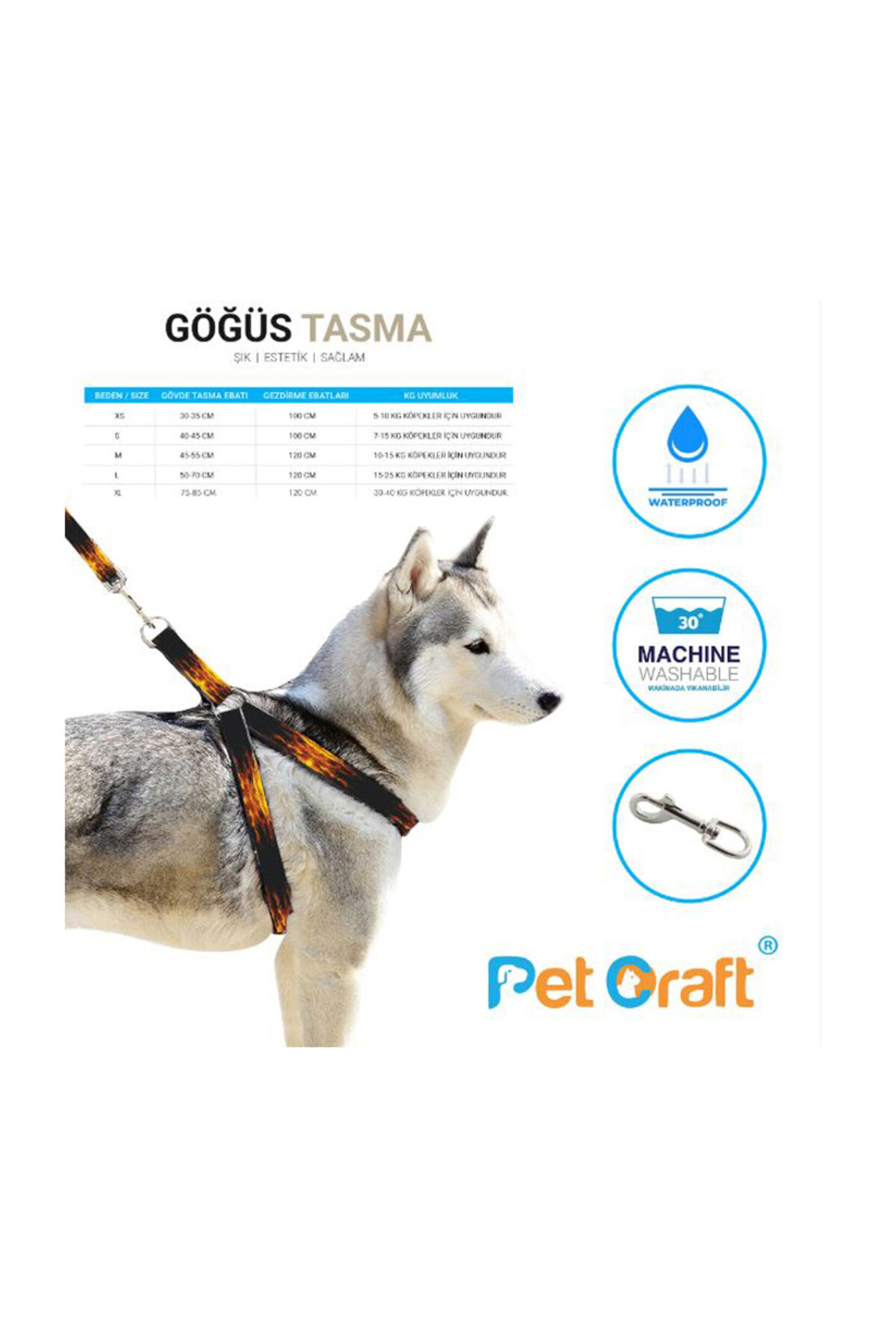 Petcraft%20Çok%20Renkli%20Ayarlanabilir%20Köpek%20Göğüs%20Tasması%20ve%20Gezdirme%20Kayışı