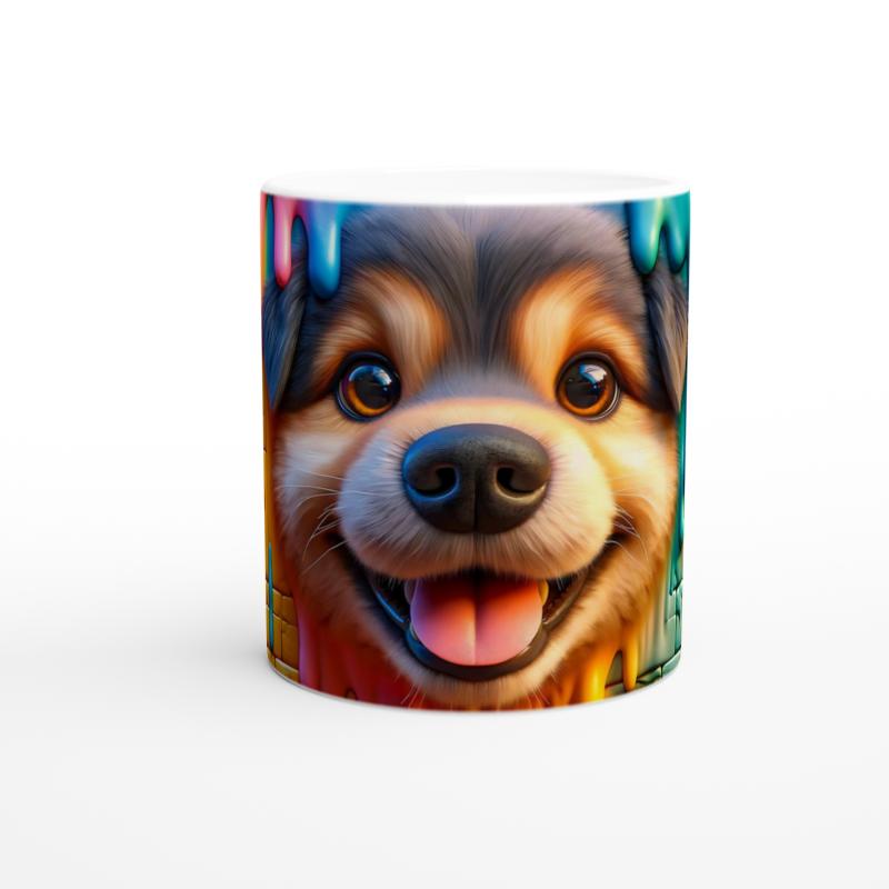 Renkli%20Damlayan%20Duvar%20ve%20Neşeli%20Köpek%20Temalı%20Baskılı%20Kupa%20Bardak