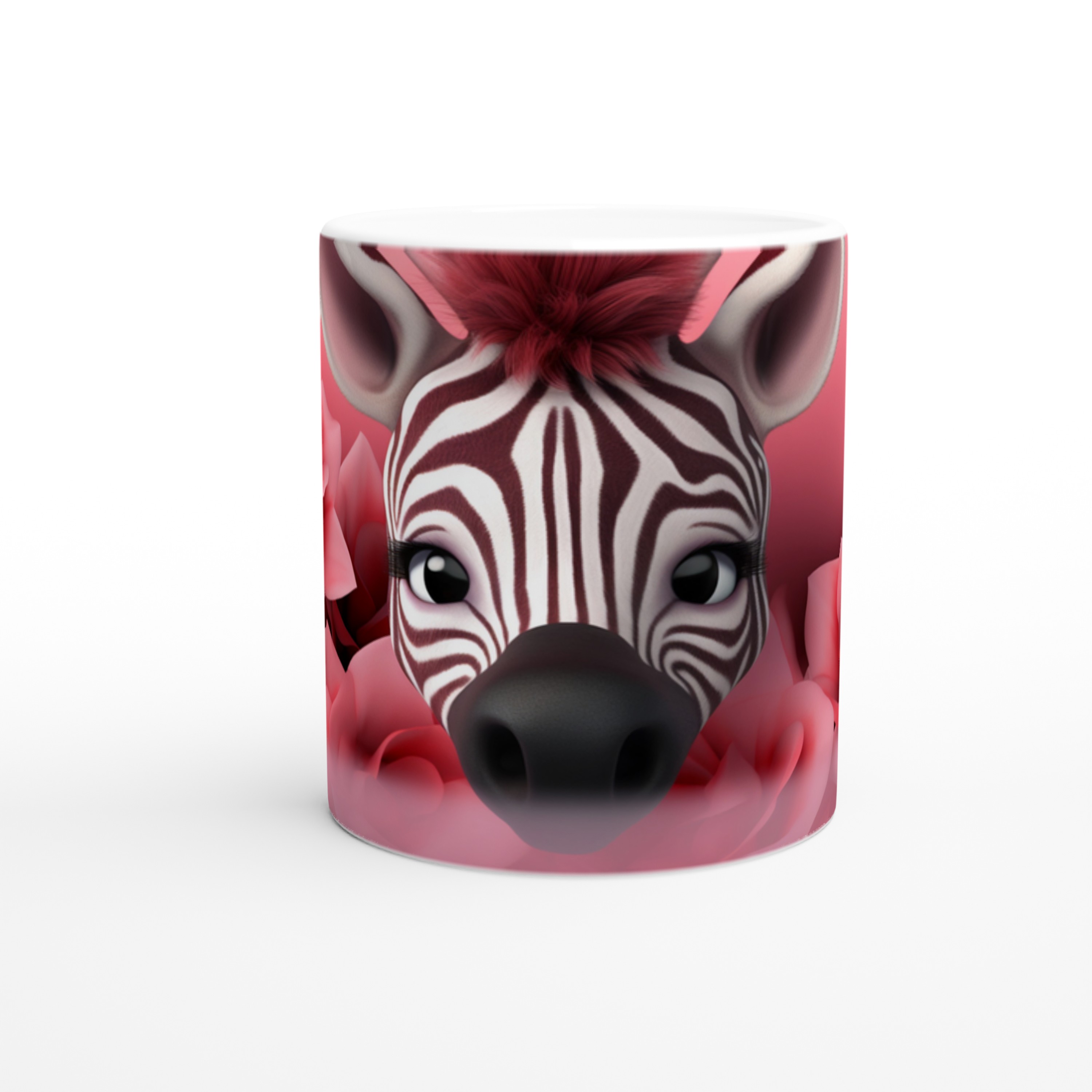 Pembe%20Çiçekler%20Arasında%20Zebra%20Temalı%20Baskılı%20Kupa%20Bardak